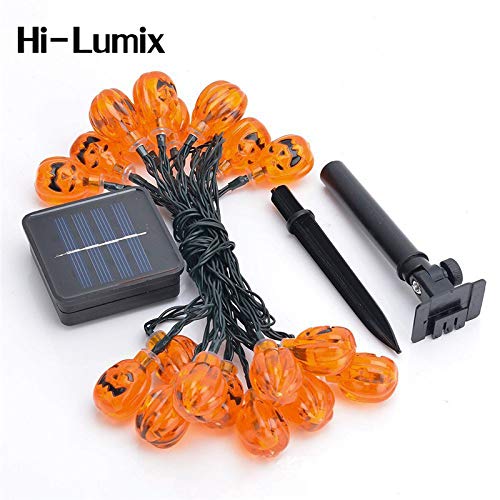 Hann® Solar LED String Lights - 30LED Crystal Ball, Lantern & Moroccan Orb Ball Decor - Waterproof Outdoor Fairy Lights for Christmas, Garden, Halloween (Pumpkin Ghost Design) | Perfect for Patio, Yard, Wedding & Party Decorations