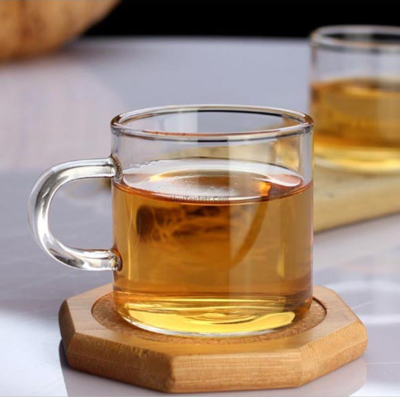 Premium Clear Glass Tea Cups Set of 6 - Heat Resistant Borosilicate Glass Mugs for Hot Tea, Iced Coffee & Herbal Infusions - Perfect for Home, Office & Tea Party Use