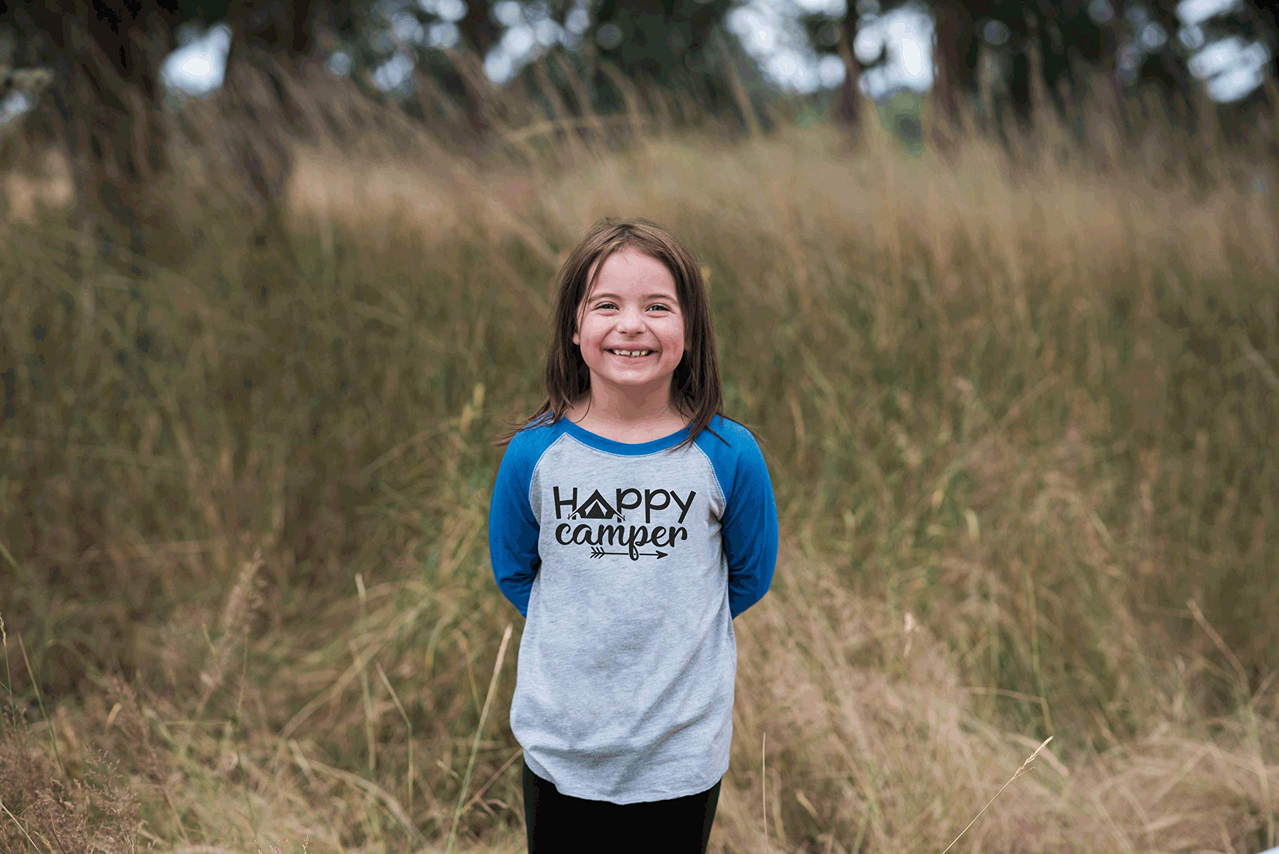 Happy Camper Tent Blue T-Shirt for Kids | 7 ate 9 Apparel | Fun Outdoor Adventures & Camping Wear