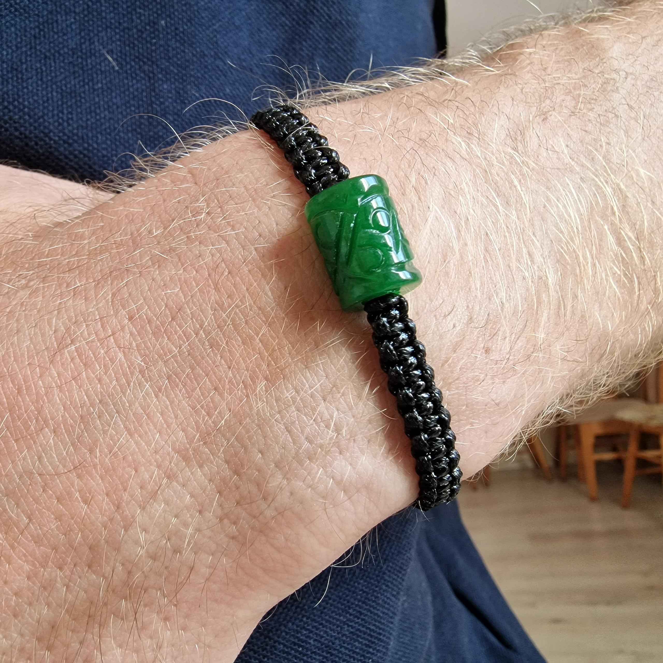 Handmade Dark Green Jade Necklace and Bracelet Set for Men - Premium Gemstone Jewelry for Gifts, Meditation & Spiritual Healing