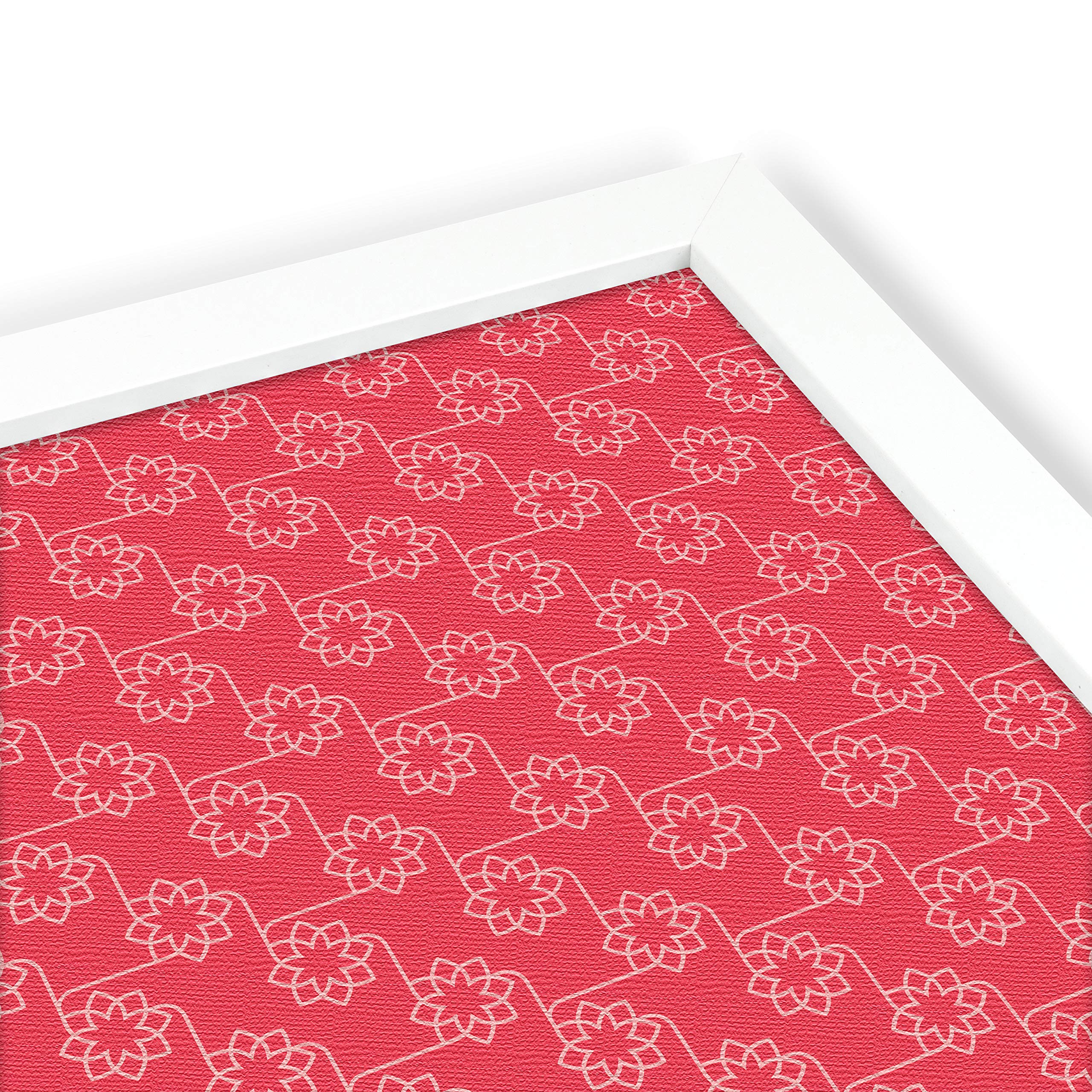 ArtToFrames 36x24 Inch Floral Cork Bulletin Board - Dark Pink Fabric Canvas Pin Board with Satin White Frame | Perfect for Home Office, Classroom, or Dorm Room Decor | 2x3 ft Customizable Memo Board (PinPix-600-36x24_FRBW26074)