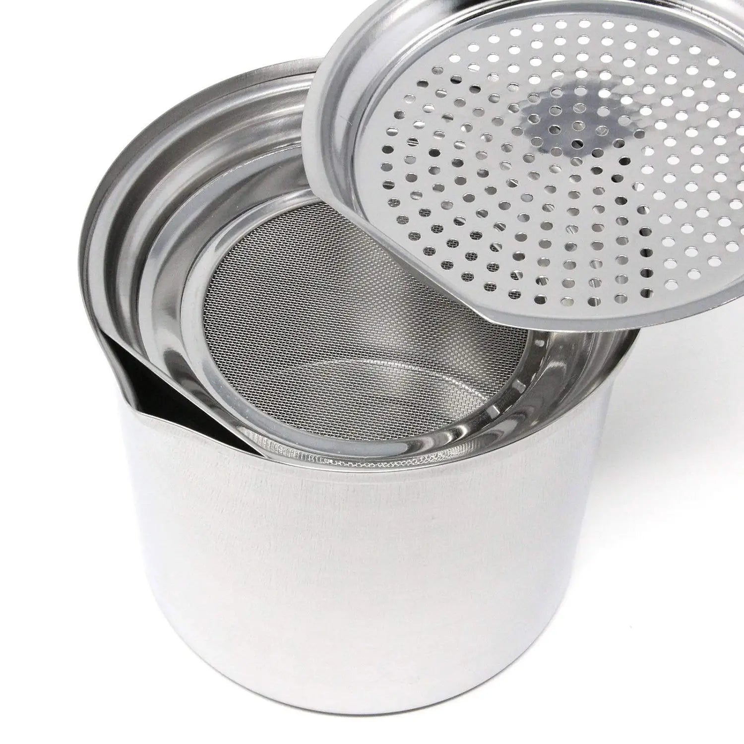 Ichibishi Premium Stainless Steel Oil Filter Pot - Professional Kitchen Strainer for Cooking Oil, Deep Fryer, and Salad Dressing - Perfect for Restaurants, Home Chefs & Food Prep