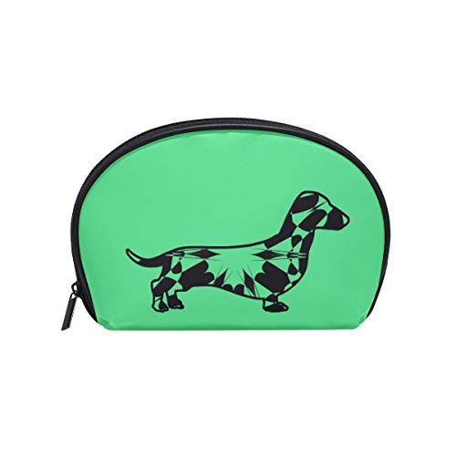 Dachshund Green Cosmetic Pouch - Sea Shell Shaped Makeup Bag for Women, Travel Toiletry Organizer Case | Perfect for Beach Trips, Vacation Essentials & Daily Makeup Storage