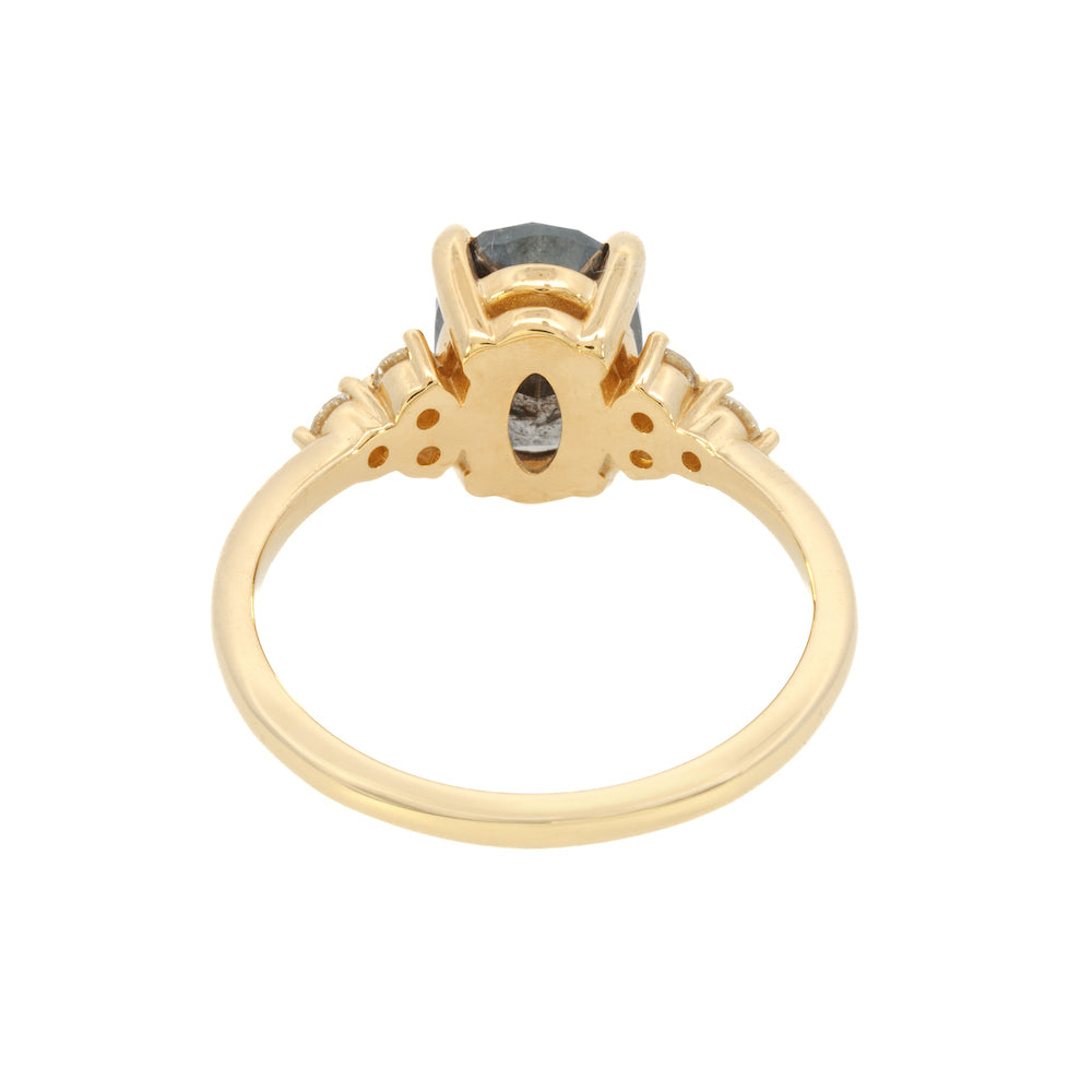 Cleo Salt and Pepper Oval Ring - Elegant Sterling Silver Stackable Ring for Women | Perfect for Everyday Wear, Gift Giving & Special Occasions