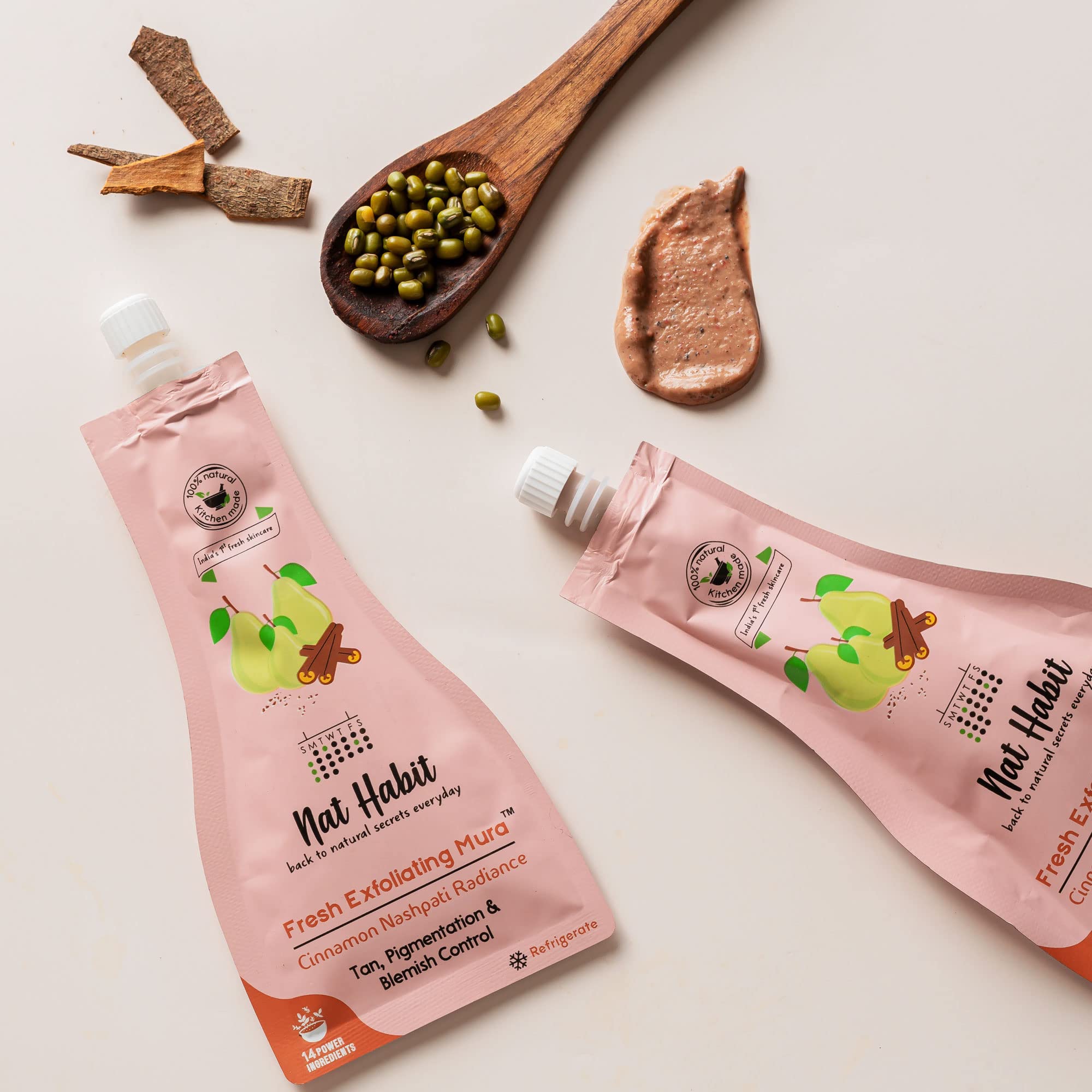 Organic Cinnamon & Pear Face Scrub for Tan Removal, Deep Cleansing & Brightening - Natural Exfoliator for Pigmentation & Blemish Control - Chemical-Free Skincare (2 x 25g) - Perfect for Daily Glow Routine & Post-Sun Care
