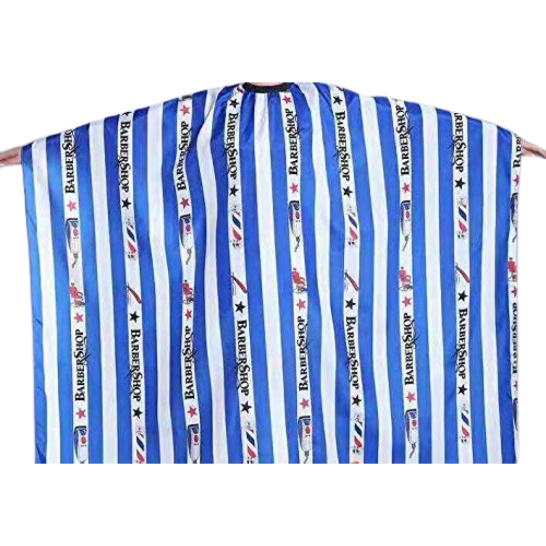 Professional Hair Cutting & Coloring Cape with Blue Stripes - Waterproof Salon Cape for Hairdressers, Barbers & DIY Home Use