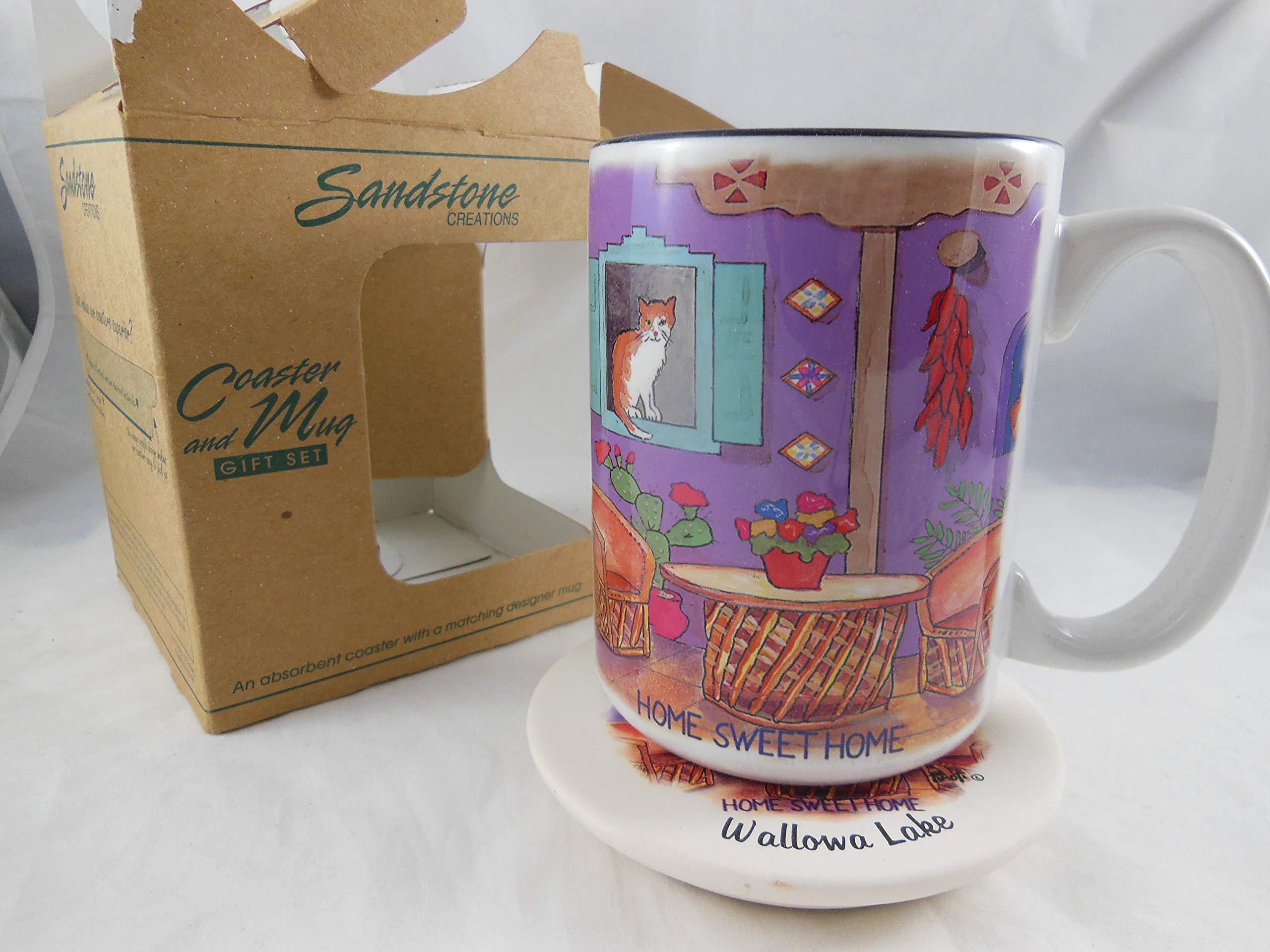 Wallowa Lake Oregon Souvenir Mug 15oz with Absorbent Coaster - 'Home Sweet Home' Design - Perfect for Coffee, Tea & Gifts - Ideal for Camping, Office & Home Decor