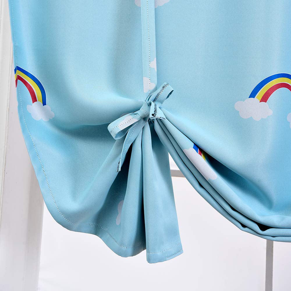 ELEOPTION Thermal Insulated Blackout Curtains for Small Windows - Noise Reducing Room Darkening Window Valance with Rod Pocket, Rainbow Blue 47x47 Inches - Perfect for Bedroom, Nursery & Home Theater Light Control