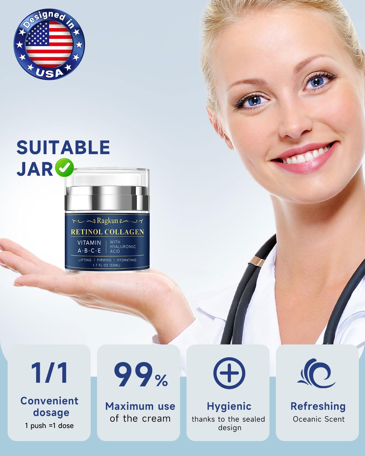 **Retinol Cream for Face & Neck - Anti Aging Day & Night Moisturizer with Collagen for Tightening & Firming - Wrinkle Cream for Women & Men - Instant Face Lift - 1.7 fl. oz - Perfect for Daily Skincare Routine & Anti-Aging Regimen**