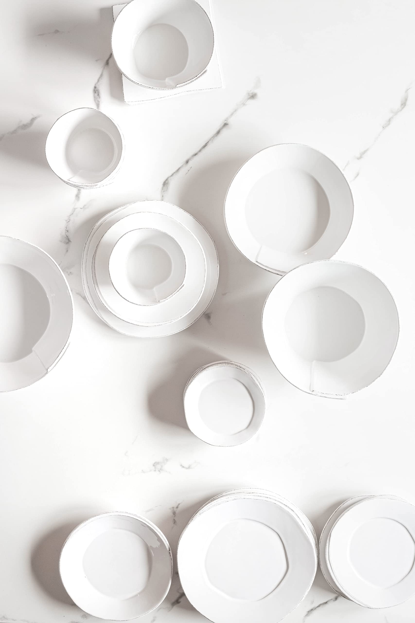 Vietri Lastra White 4-Piece Italian Stoneware Dinnerware Set – Elegant Plates & Bowls for Cereal, Salad, Pasta | Dishwasher & Microwave Safe | Perfect for Everyday Dining, Entertaining & Restaurant Use