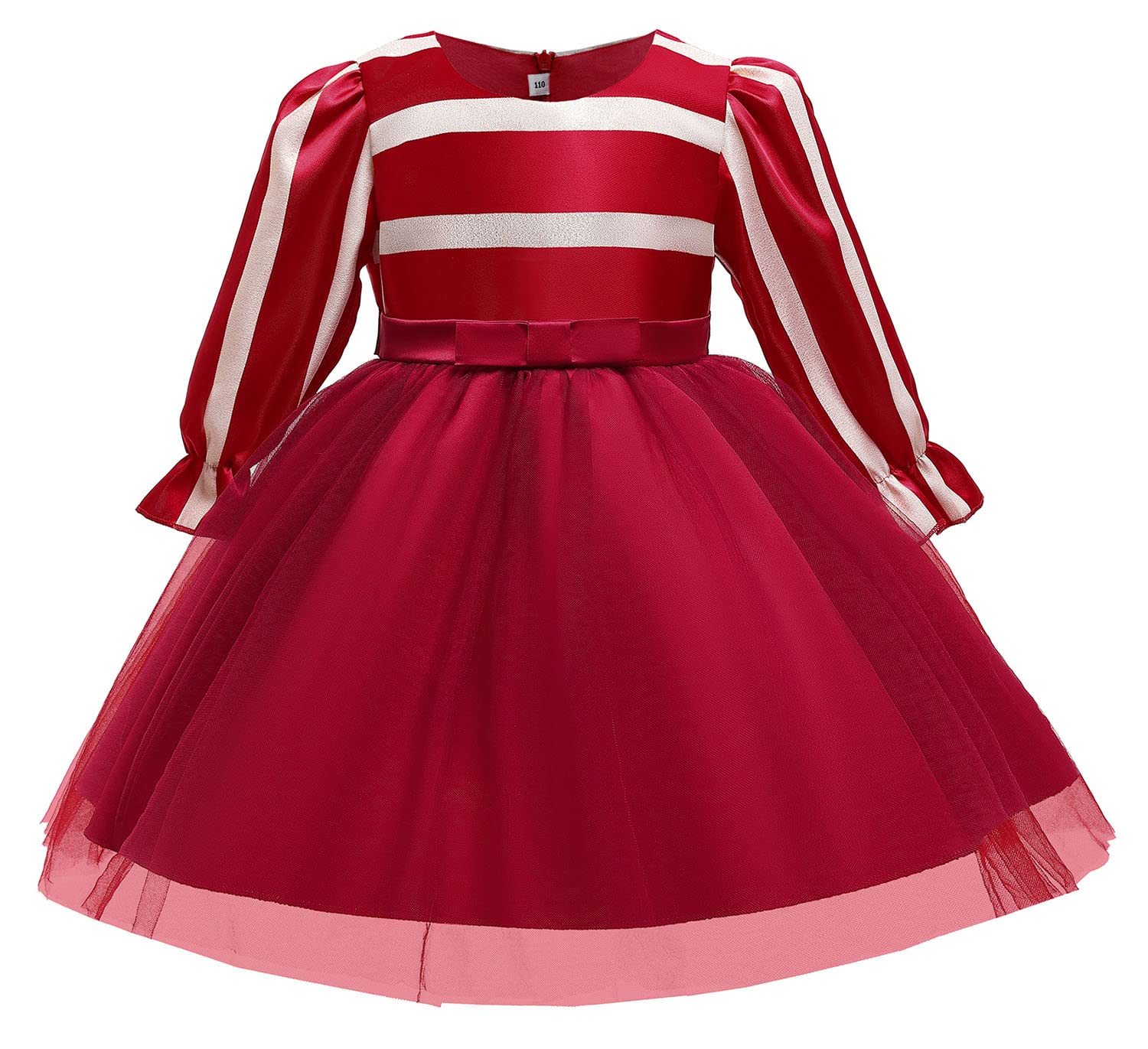 Girls Long Sleeve Princess Dress - Striped Spring & Autumn Children's Clothing for Parties, School & Special Occasions