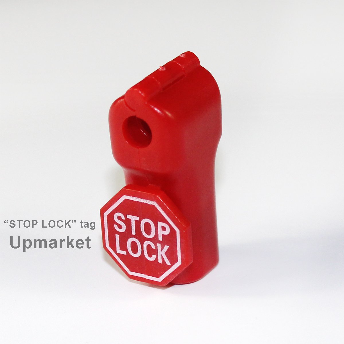 BETERTEK 100pcs Red Plastic Peg Hook Locks - Retail Display Security Locks for Pegboard, Stop Locks for Merchandise Protection and Organized Retail Displays