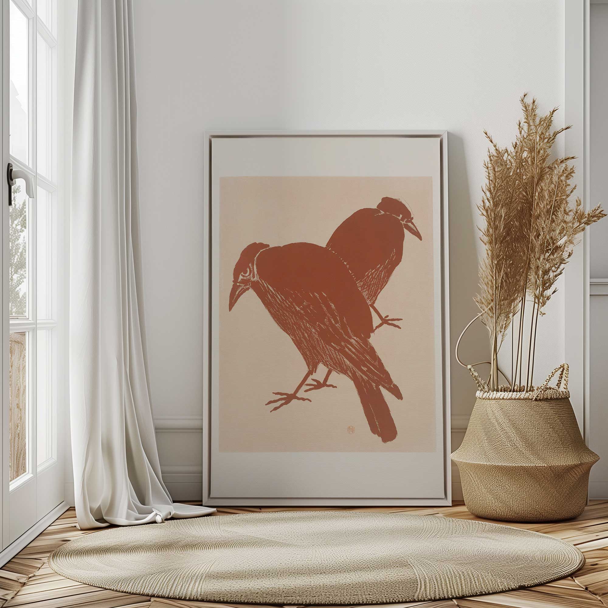 Dark Crow Duo Print on Canvas - Gothic Art Wall Decor for Living Room, Bedroom & Office | Unique Handmade Canvas Painting for Home & Gifts
