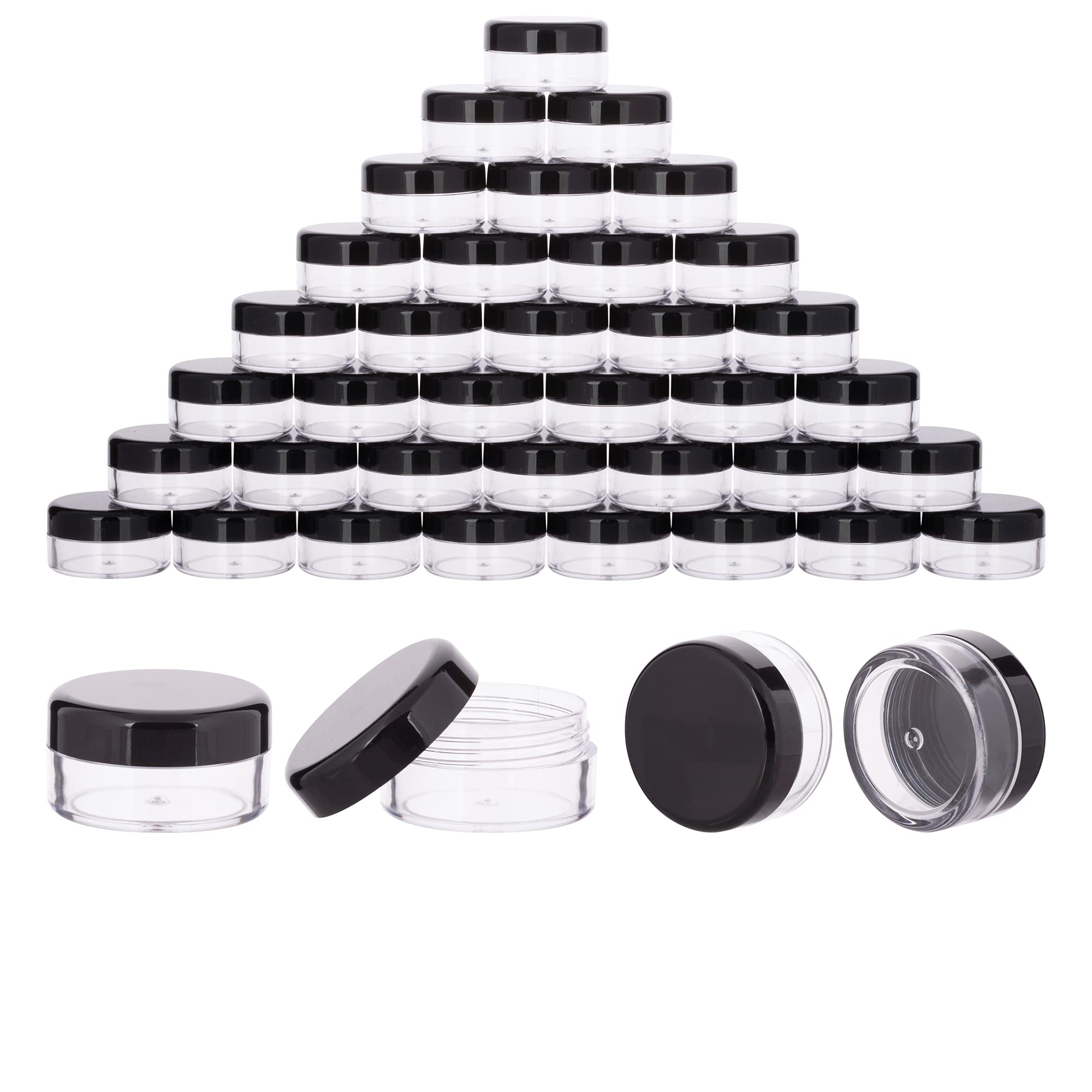 40Pcs 10 Gram BPA-Free Plastic Cosmetic Jars with Lids - Perfect for Lotion, Cream, Toner, Lip Balm & Makeup Samples (10g, Black) | Travel-Friendly & DIY Beauty Storage Solution