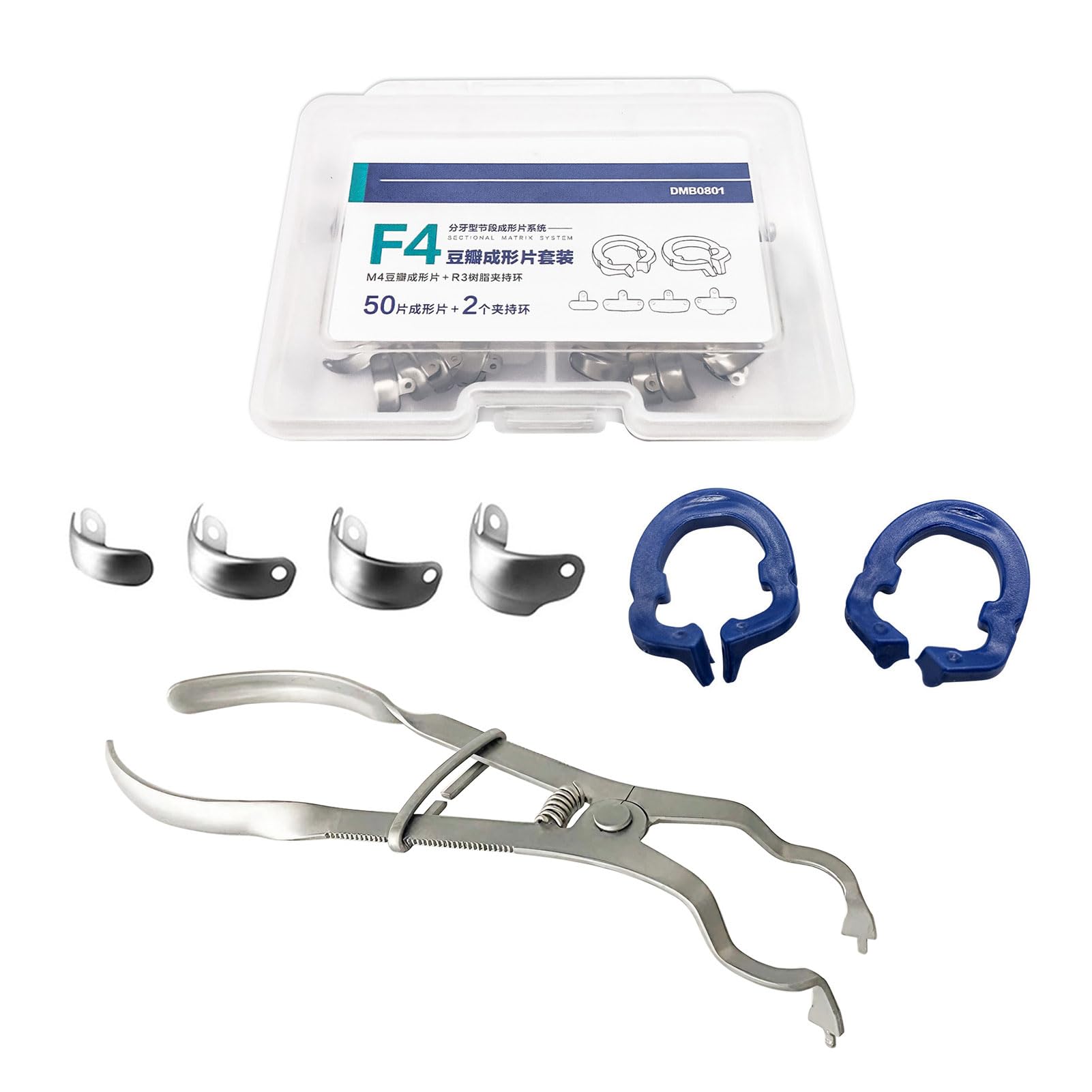 Premium Dental Sectional Matrix System Set with Matrix Bands, Placing Plier Forceps & Resin Clamping Rings - Professional Dental Restoration Kit for Composite Fillings & Crowns - Perfect for Dentists & Dental Clinics