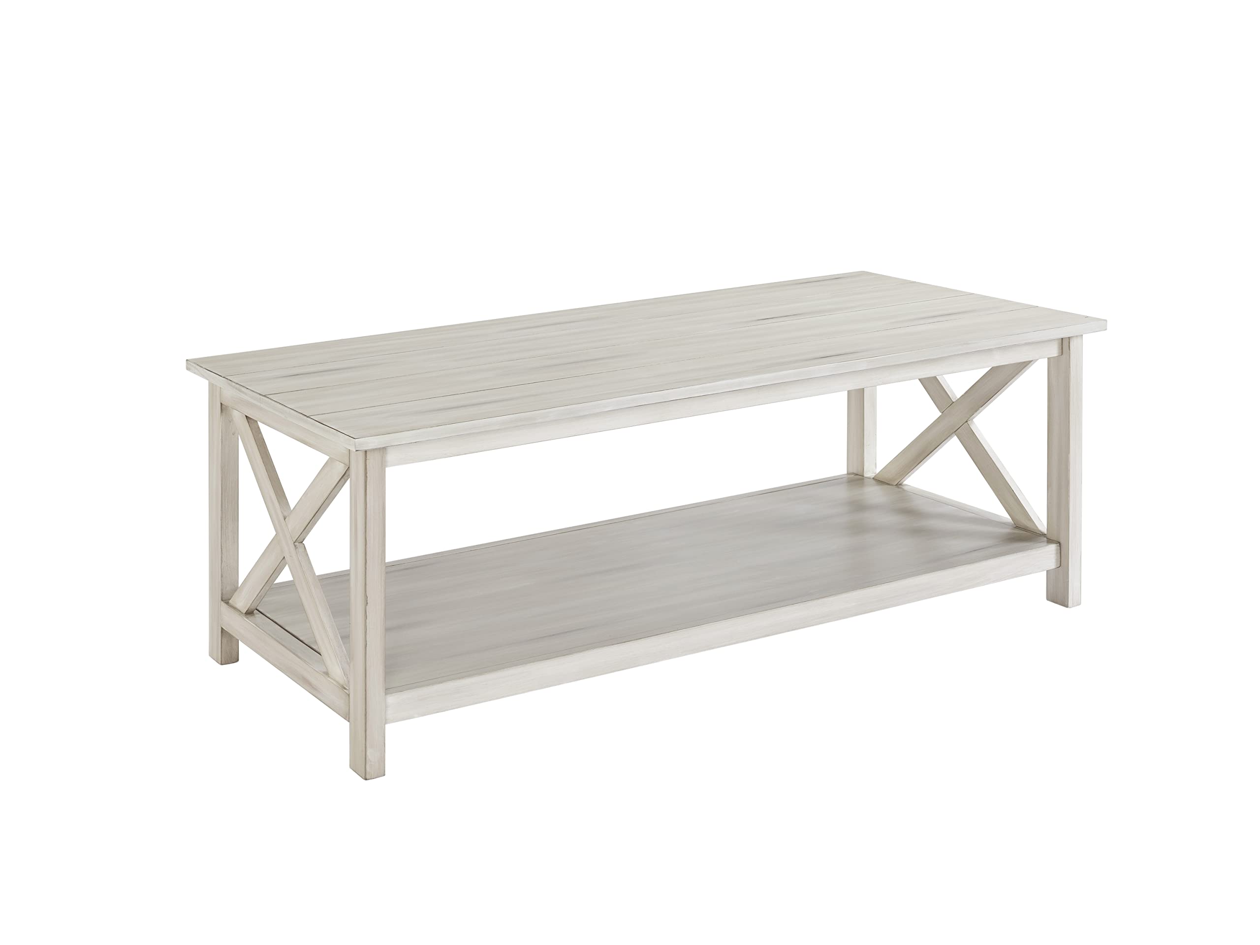 Boraam Jamestown Coffee Table - Antique White Finish - Farmhouse Style Living Room Center Table for Home Decor
