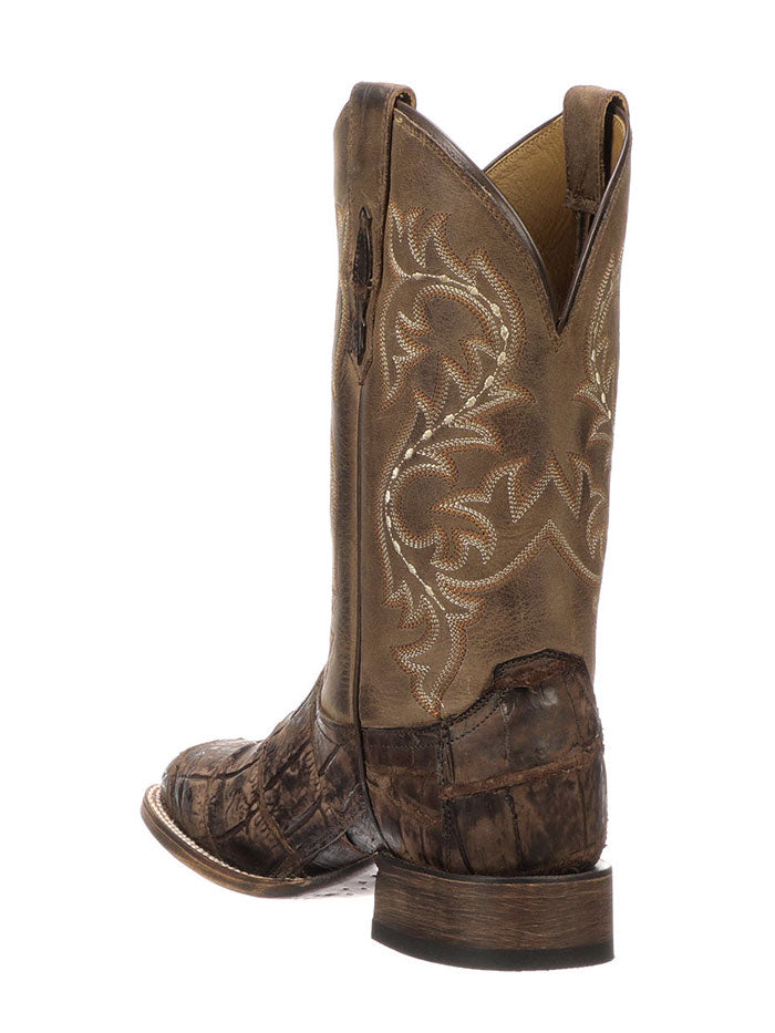 Lucchese M4343 Men's Malcolm Giant Gator Square Toe Boots in Chocolate Brown - Premium Cowboy Boots for Western Riding, Country Fashion & Outdoor Events