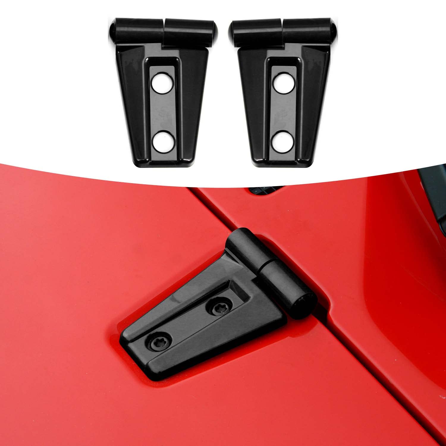 Jeep Wrangler JK & Unlimited Hood Hinge Cover Trim (2007-2017) - 2PC Black Exterior Decoration Accessories | Weatherproof Protection & Off-Road Style Upgrade