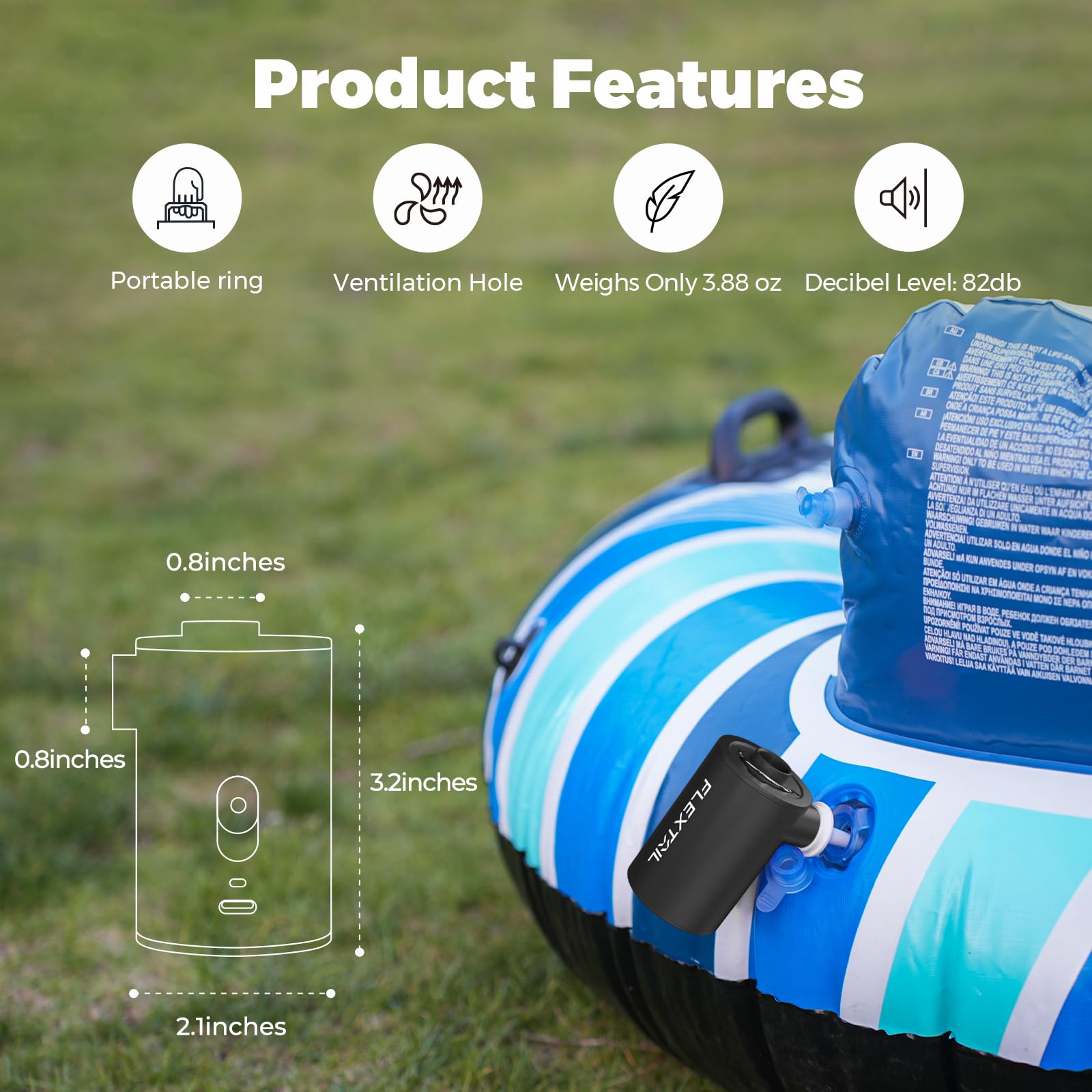 Portable Air Pump for Inflatables - 300L/min High Speed Air Mattress Pump with 1600mAh Battery | Quick Inflate & Deflate for Camping, Travel, Pool Parties, Beach Trips (Works with Air Beds, Sleeping Pads, Pool Toys, Floats, Swim Rings)