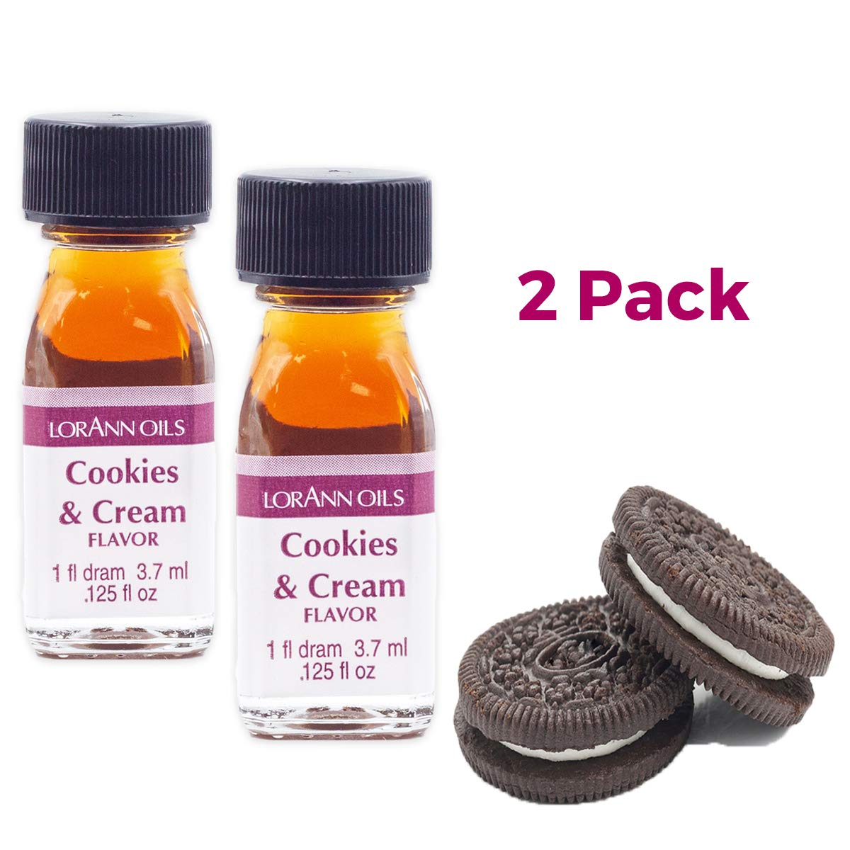 LorAnn Oils Super Strength Flavoring - Bold Natural Flavors 4X Stronger Than Extracts - Perfect for Candy Making, Baking, Hard Candy, Cookies & Cream - Pack of 2 (0.125 fl oz) - Ideal for DIY Desserts, Homemade Treats & Gourmet Cooking