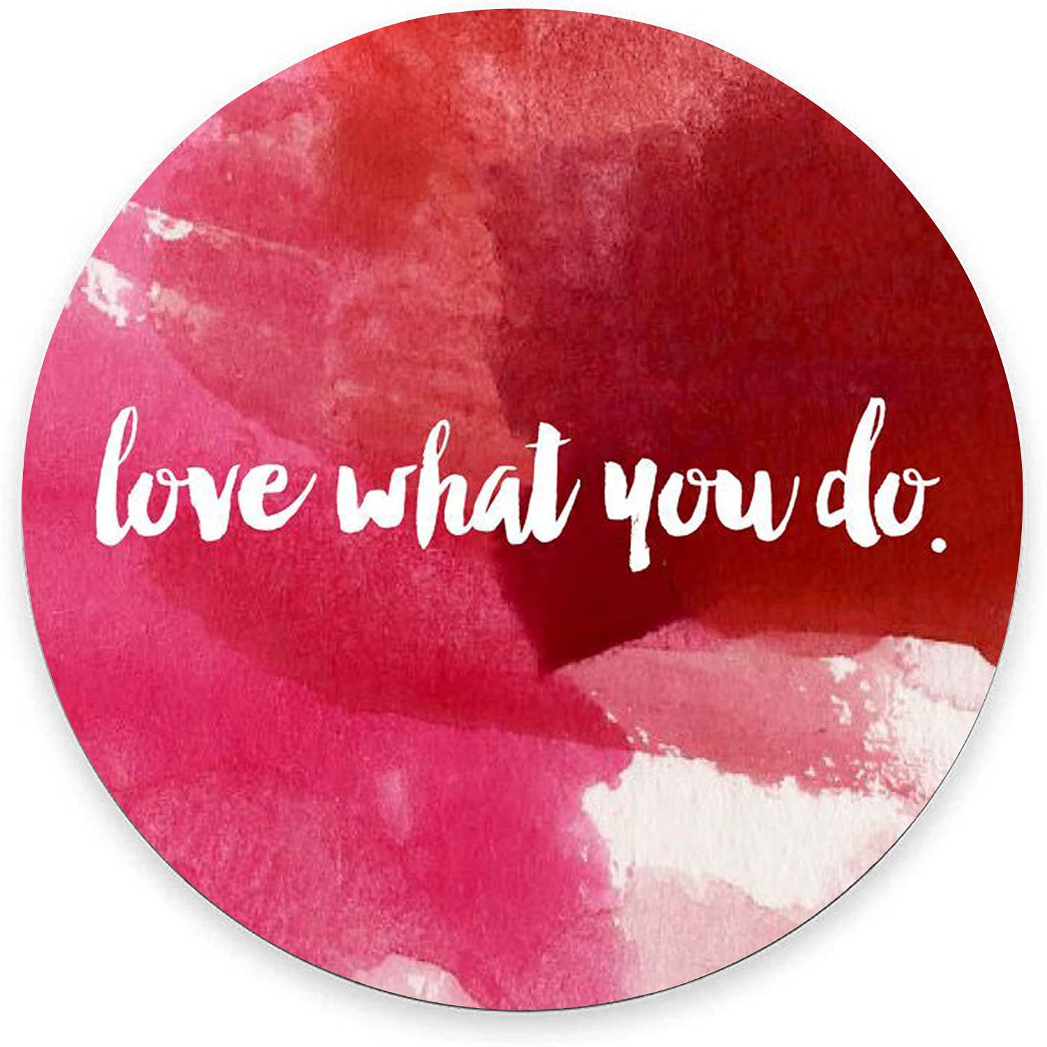 Inspirational Mouse Pad - 'Love What You Do' Motivational Office Decor, Non-Slip Rubber Base Waterproof Mousepad for Laptop & Computer (7.9 Inch Round) - Perfect for Home Office, Work Desk & Travel Accessories