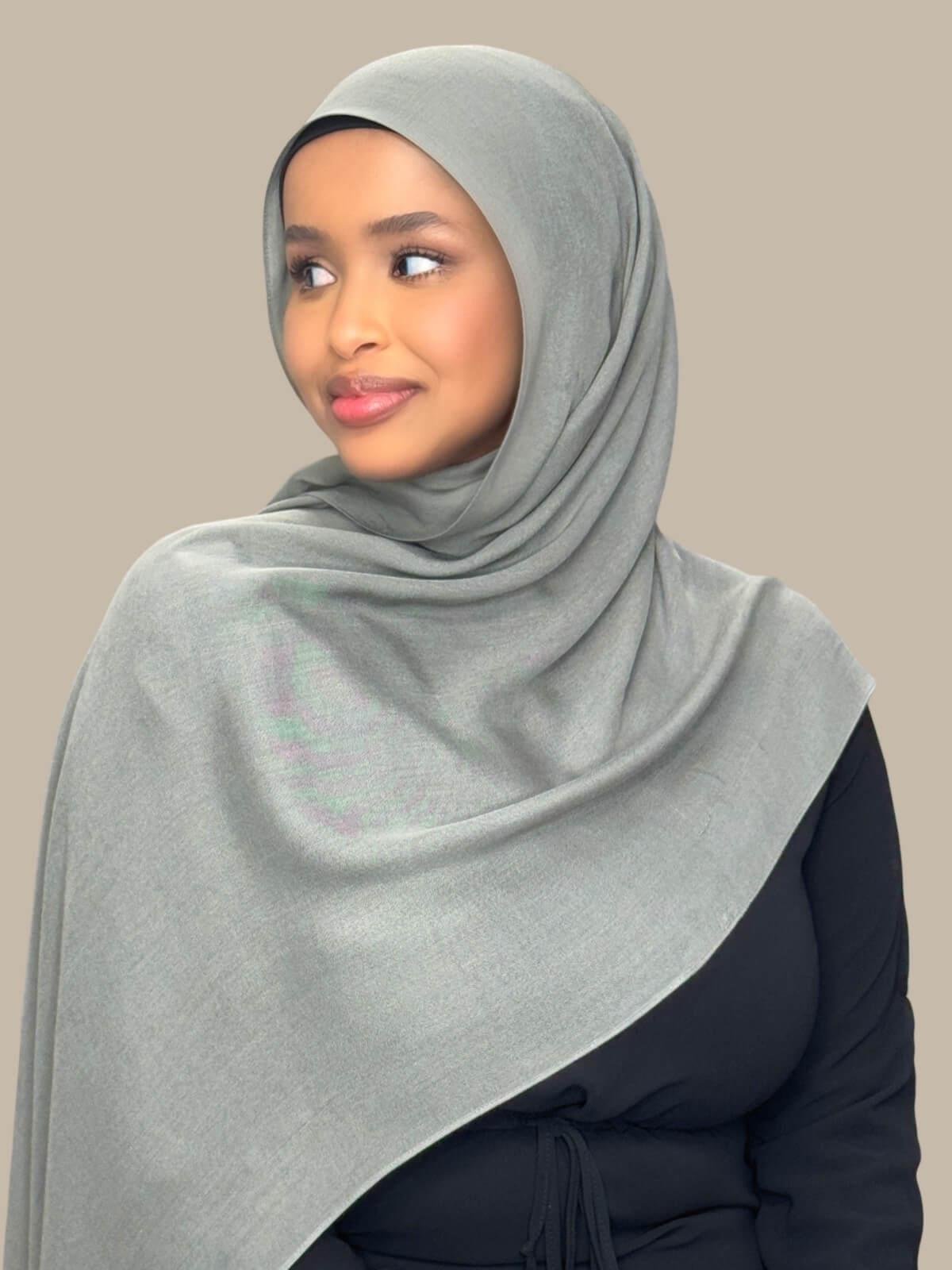 Premium Cotton Modal Hijab Scarf - Soft & Breathable Slate Green Head Cover for Women - Perfect for Daily Wear, Prayer, and Fashion Outfits