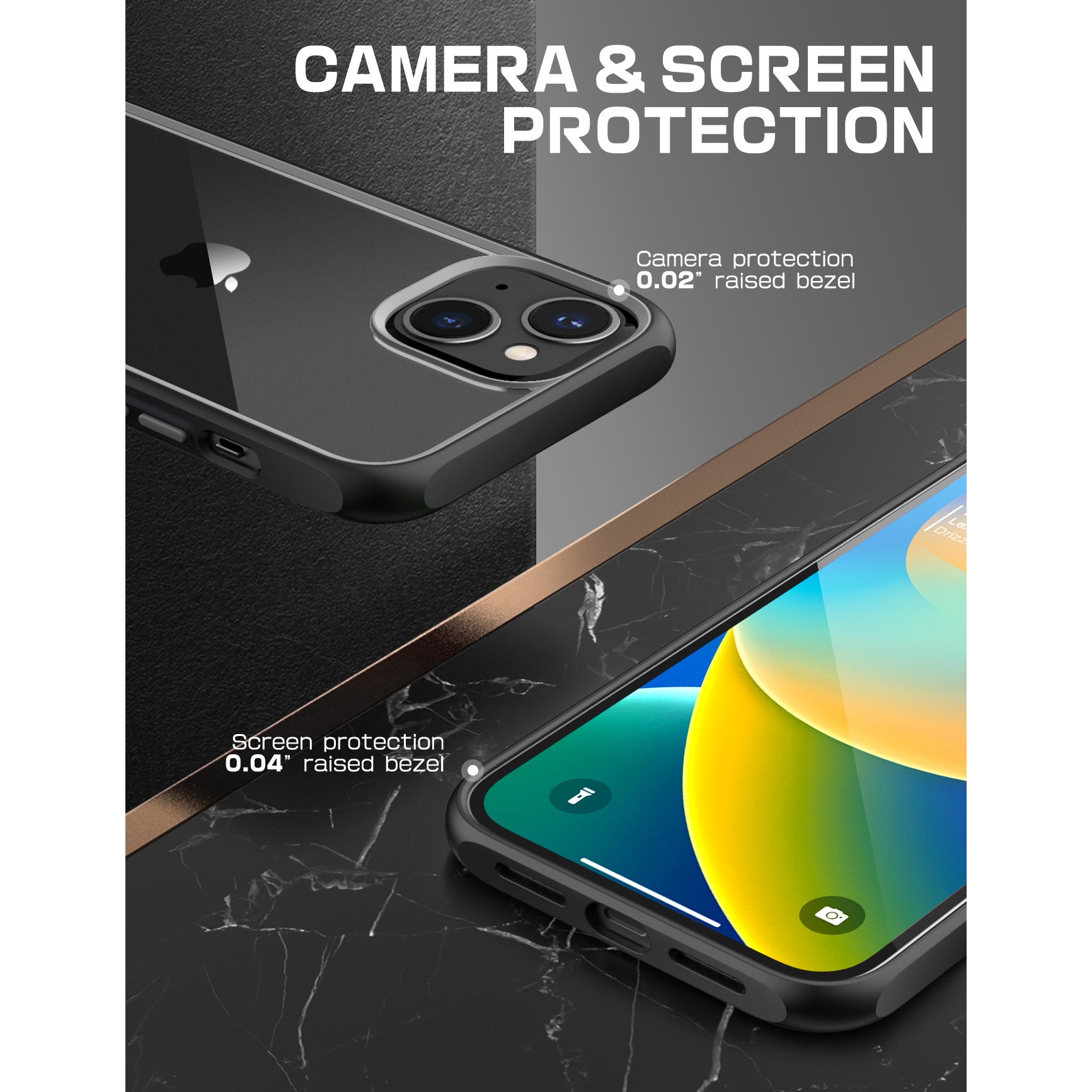 iPhone 14 Case 6.1 Inch - Unicorn Beetle Slim Clear Protective Cover with Black Frame | Shockproof & Scratch Resistant for Everyday Use, Work & Travel