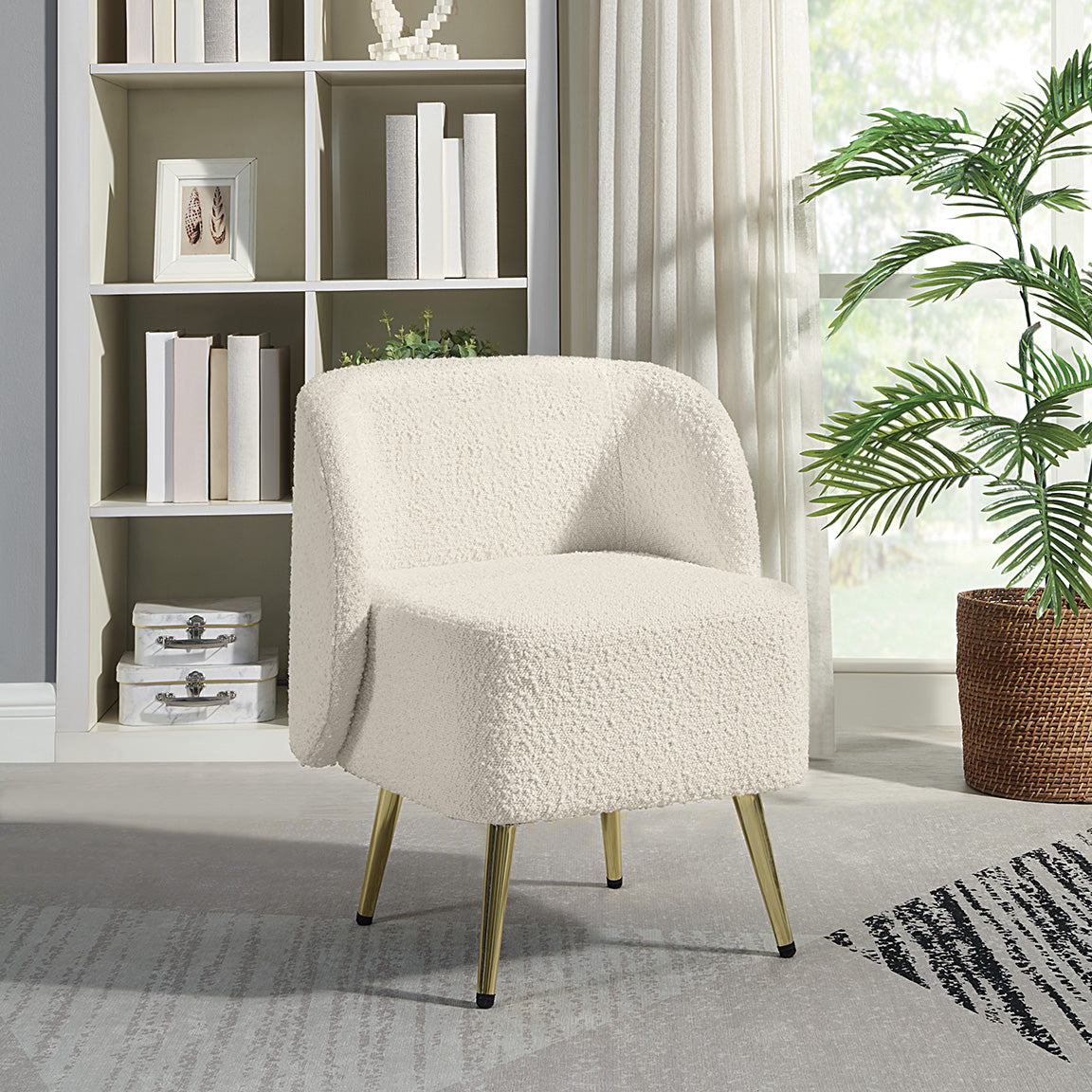 Office Star Abrina Vanity Chair [ABR] - Elegant Makeup Vanity Stool with Padded Seat for Bedroom, Dressing Room & Salon - Comfortable Upholstered Accent Chair