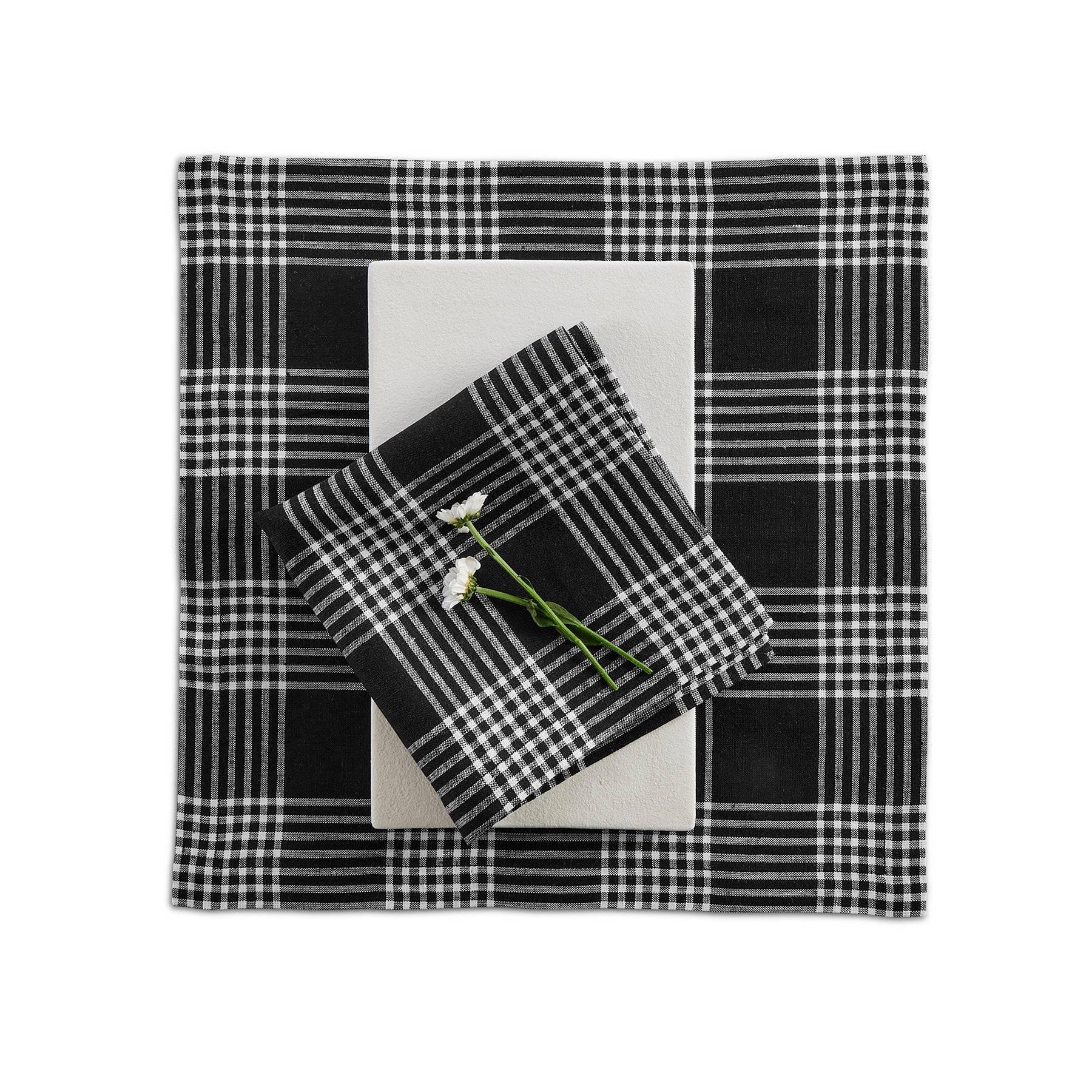 Glen Check Square Placemats Set of 4 - Premium Cotton Table Mats for Dining, Kitchen, and Party Decor - Perfect for Thanksgiving, Christmas, and Everyday Use