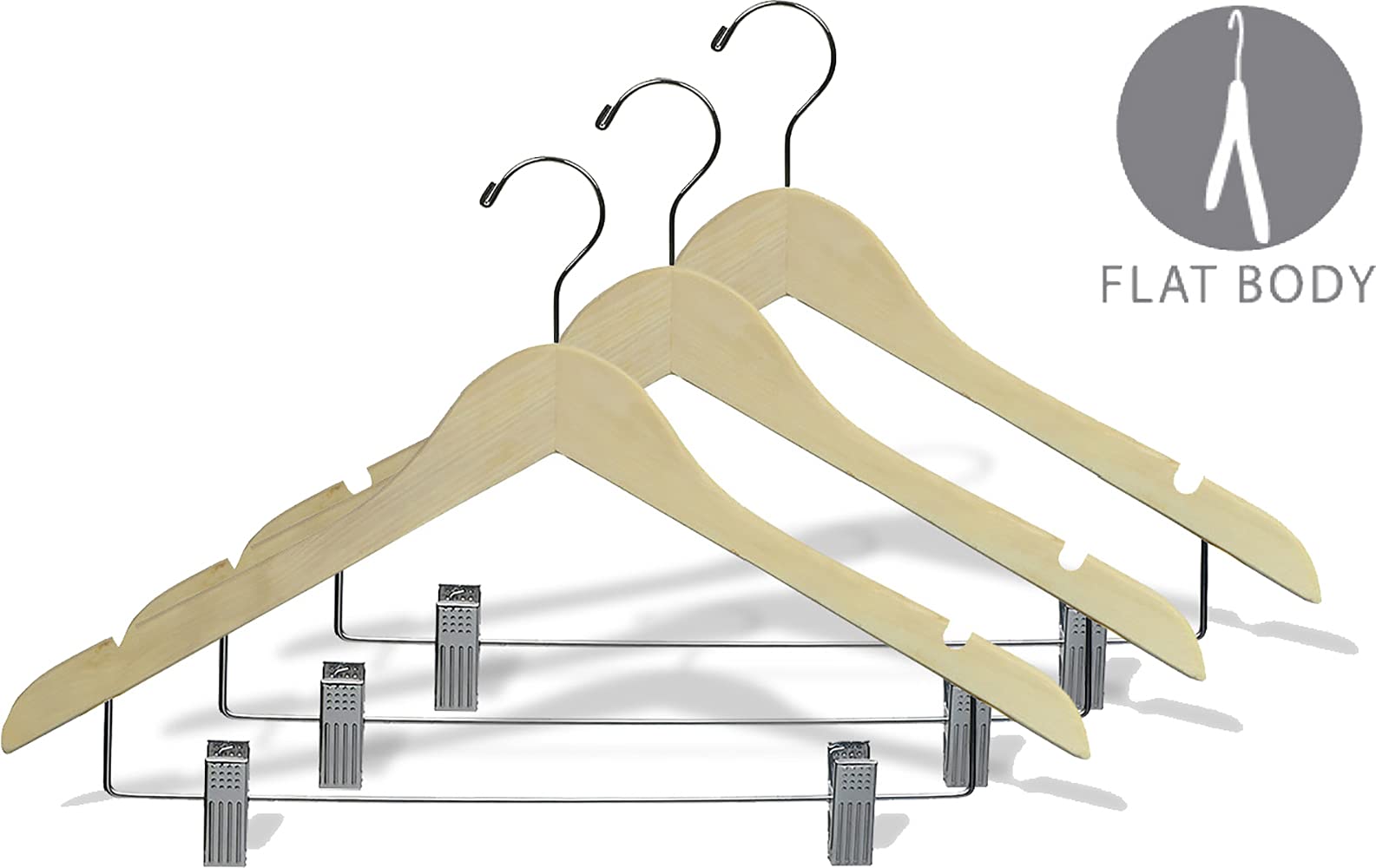 Premium Solid Wood Suit Hangers - 25 Pack Unfinished Smooth Wooden Coat Hangers with Pants Bar for Closet Organization & Wardrobe Storage