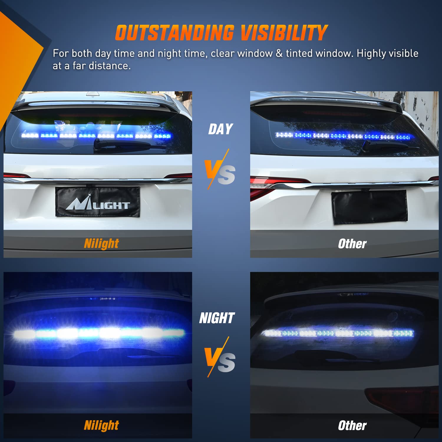 Nilight 35-Inch LED Traffic Advisor Strobe Light Bar - 32 LED, 21 Flash Patterns, Directional Safety Warning Light with Cigar Lighter for Trucks, Police Cars, Construction Vehicles | Emergency Vehicle Lighting for Roadside Safety & Traffic Control