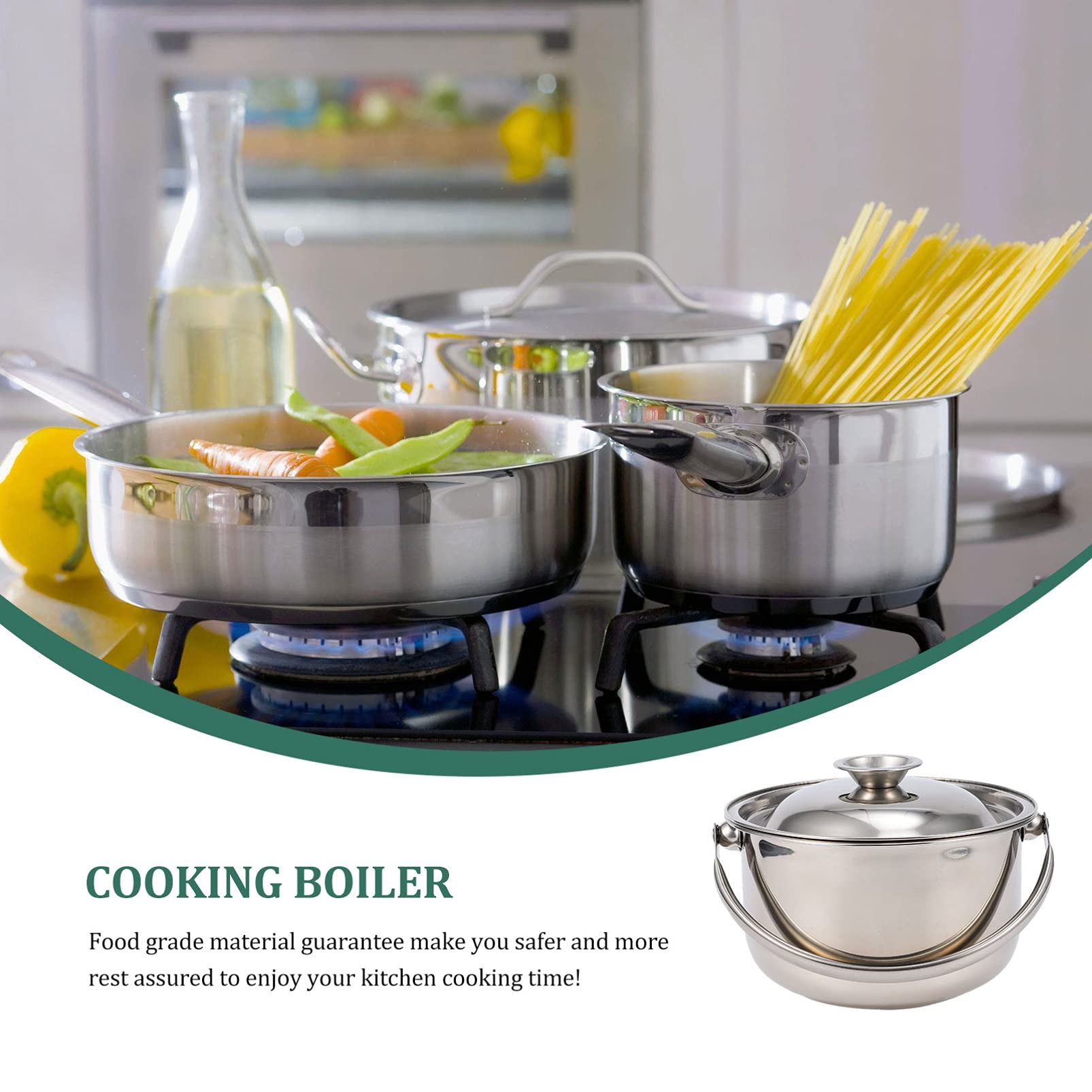 Stainless Steel Covered Stock Pot with Lid - 5QT Soup Pot, Steamer & Pasta Cooking Pot for Hot Pot, Stews, Soups & Milk Warming - Ideal for Home Kitchen & Restaurant Use