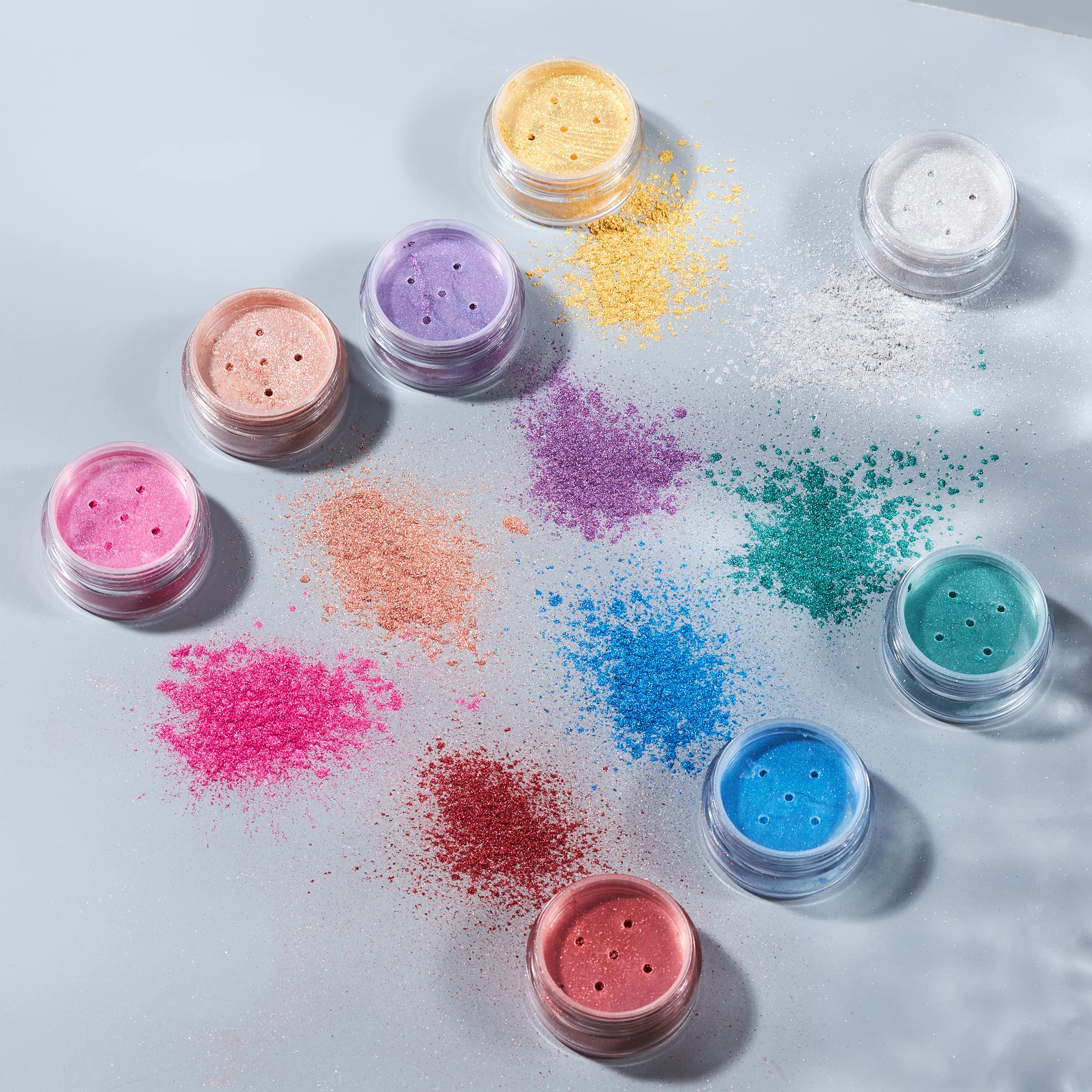 Cosmic Moon Metallic Pigment Shaker Set - 8 Pack (0.17oz Each) - Glitter Powder for Nail Art, Resin Crafts & DIY Projects - Vibrant Cosmetic Pigments for Makeup, Epoxy & Slime Making