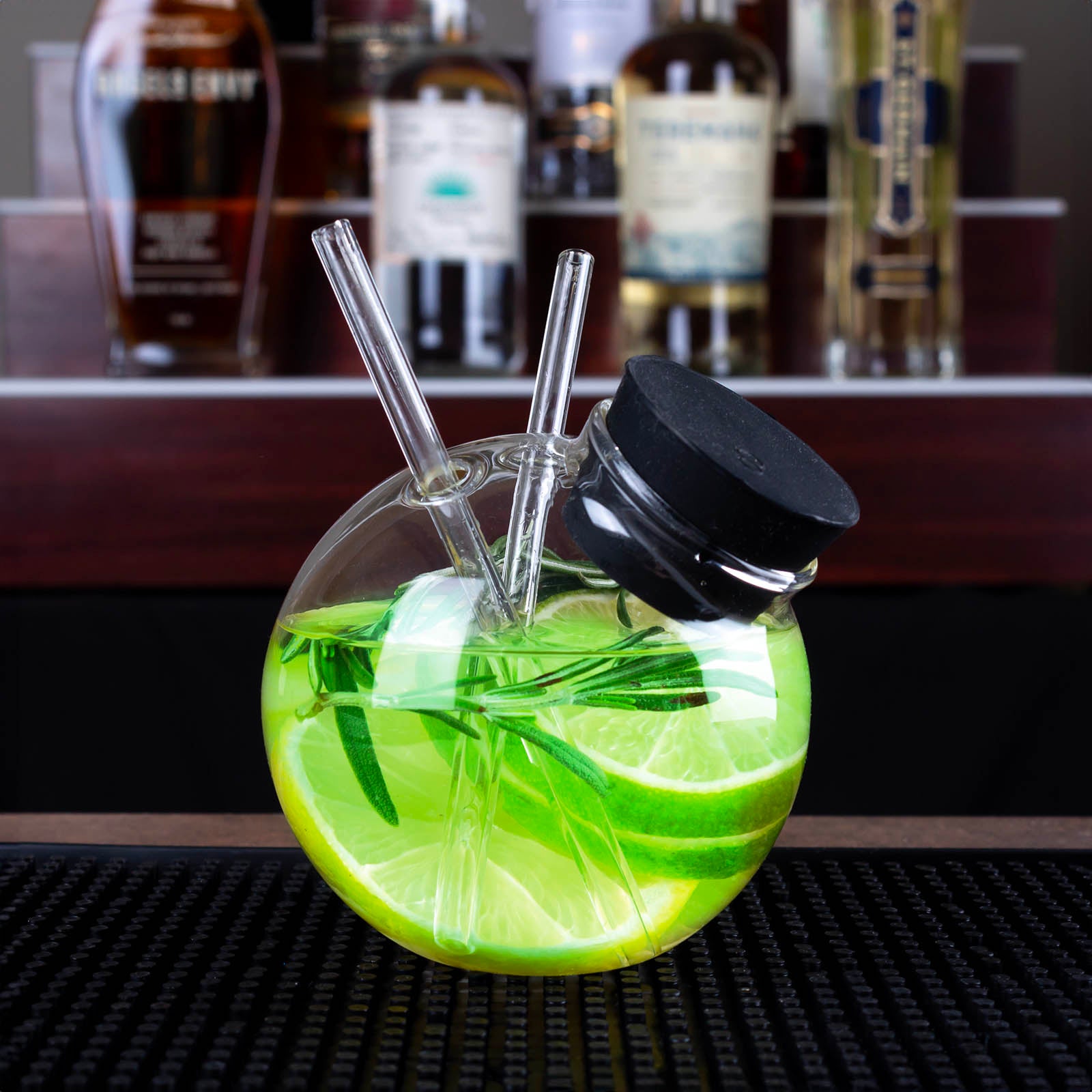 BarConic® Sphere Glass with 2 Straws - 9 oz Cocktail Drinking Glasses for Mojito, Margarita & Iced Coffee - Perfect for Home Bar, Parties & Outdoor Gatherings