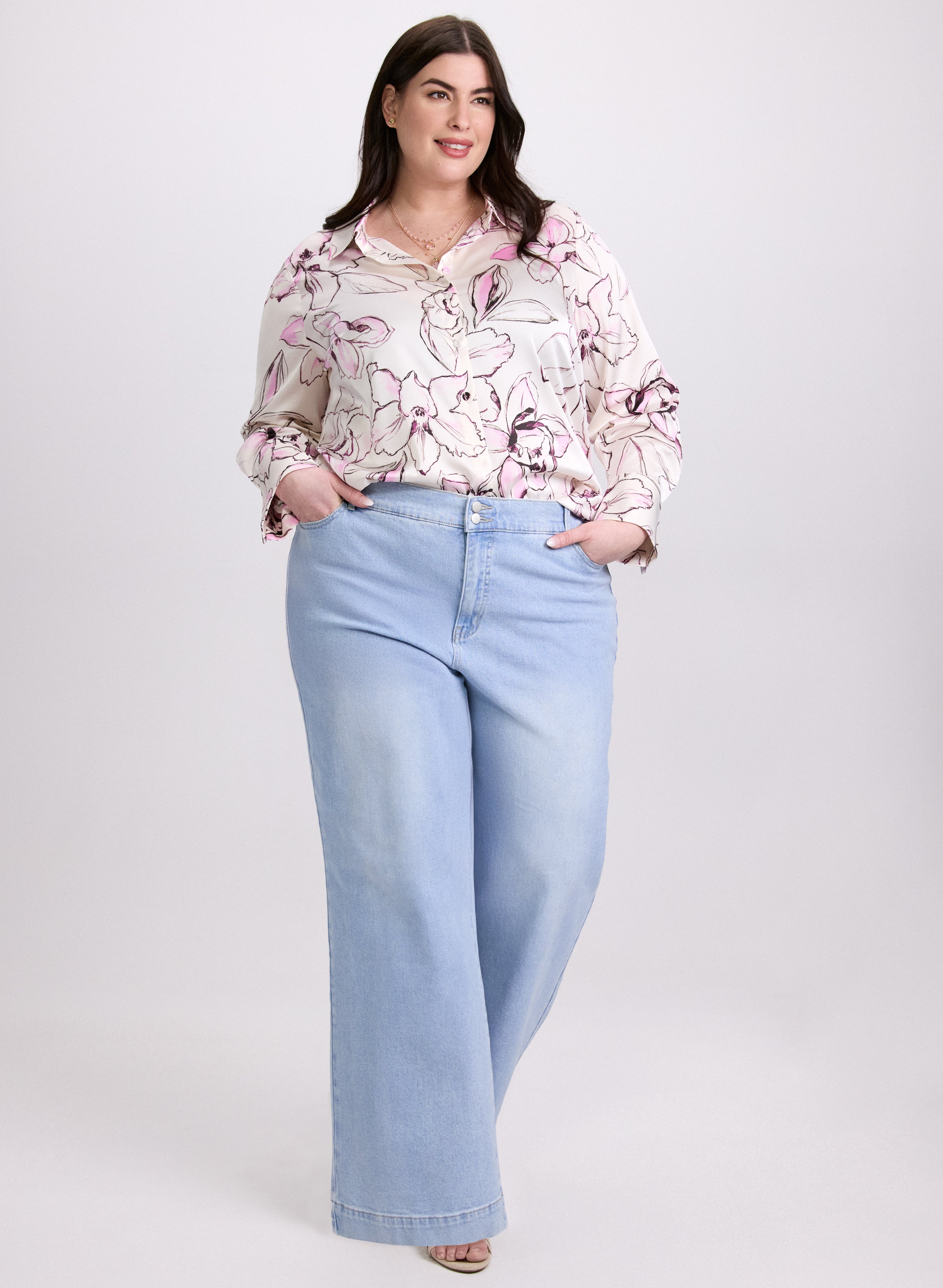 Floral Button Down Blouse for Women - Elegant Floral Print Long Sleeve Shirt - Perfect for Office, Date Night & Spring Outfits