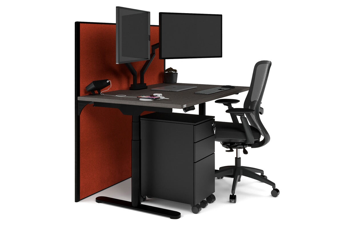 Flexi Premium Height Adjustable Single Workstation Desk - 1200L x 800W with Cable Management Scallop | Ergonomic Standing Desk for Home Office & Workspace