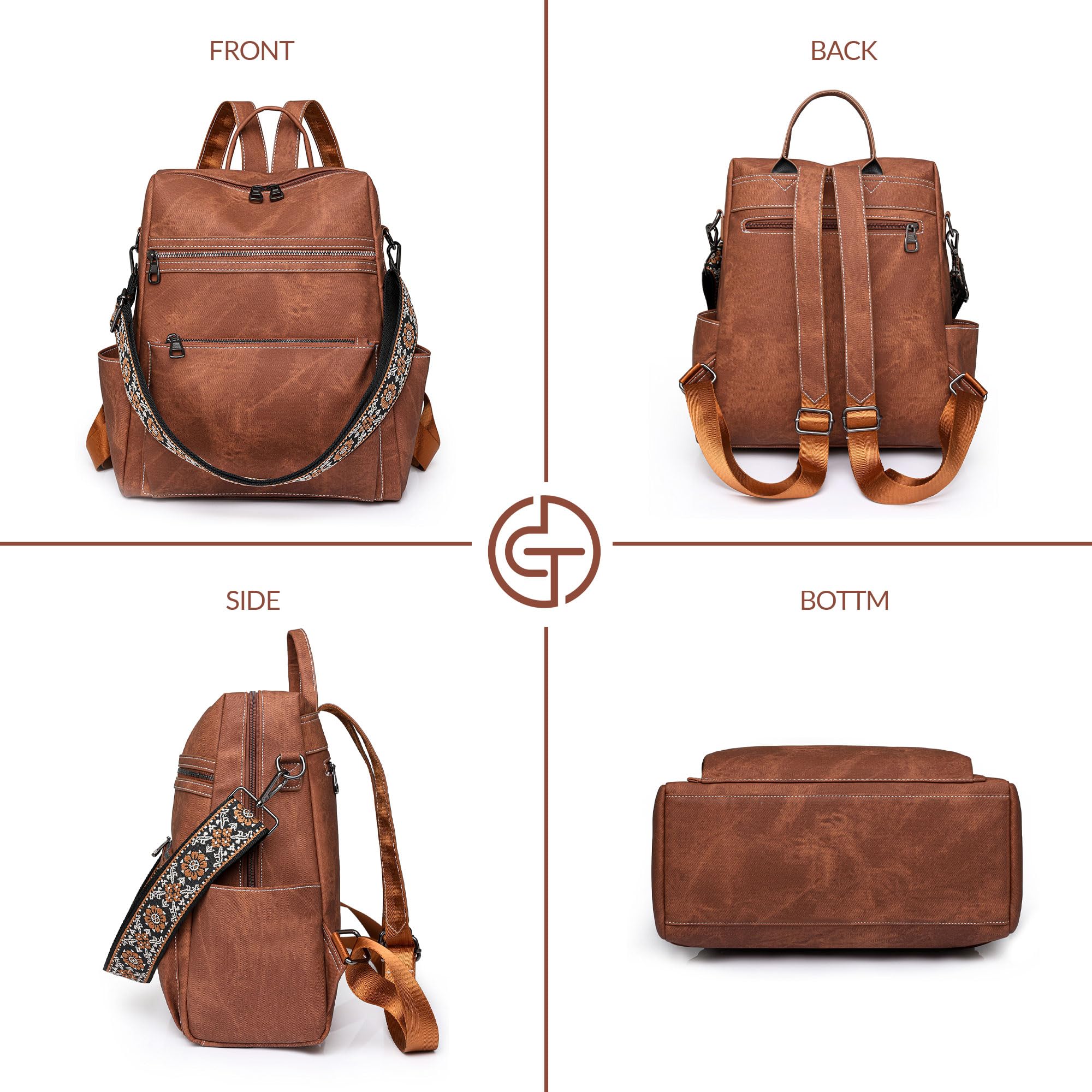 Women's PU Leather Backpack Purse - Convertible Shoulder Bag for Travel & Fashion