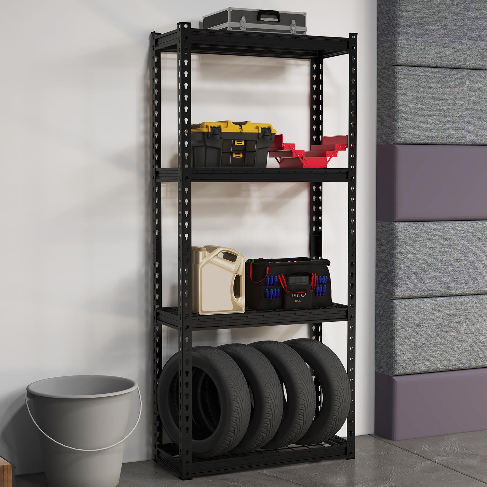 Goplus 4-Tier Heavy Duty Metal Shelving Unit - Adjustable Wire Storage Rack with Anti-Slip Foot Pads, 12