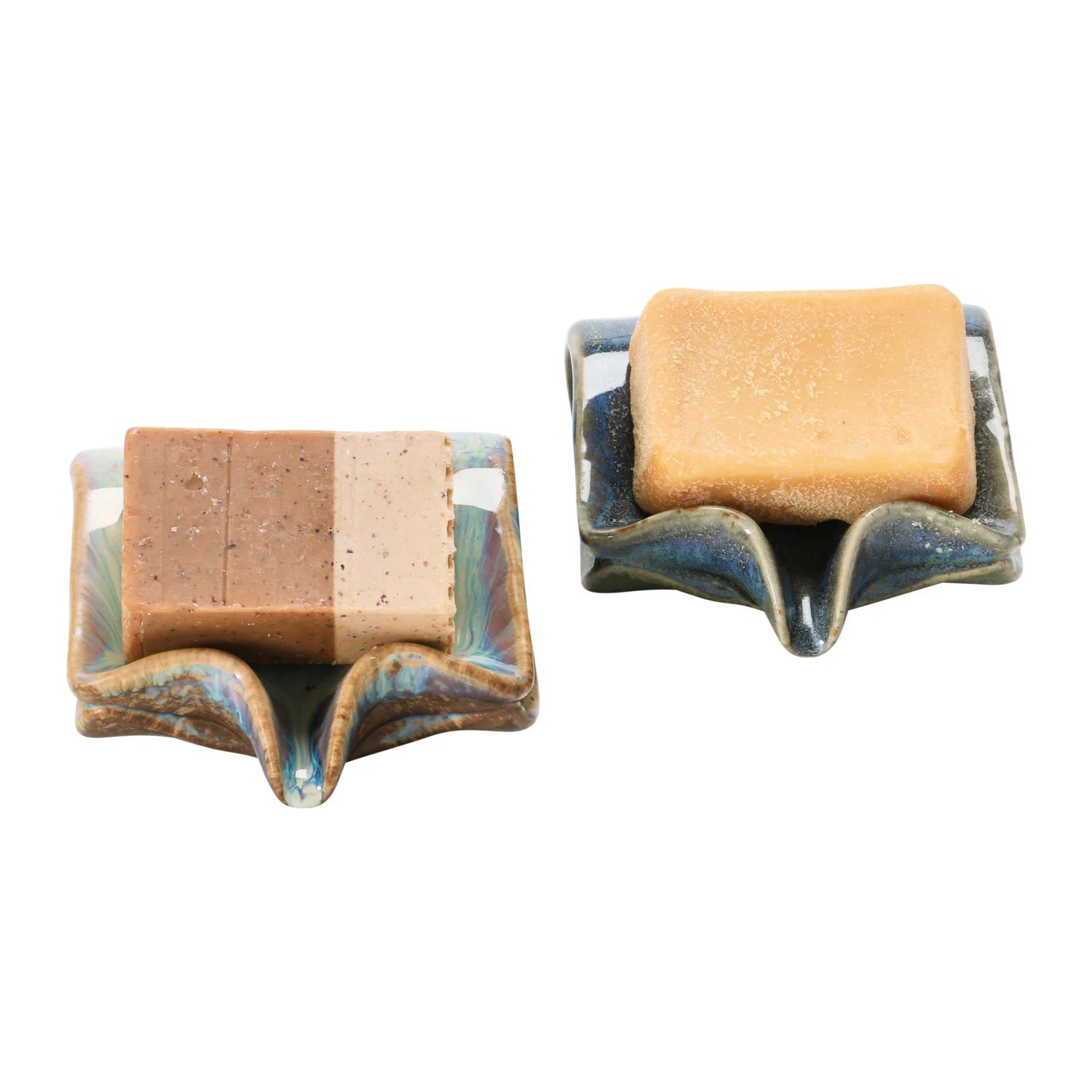 Ceramic Soap Dish with Drain Spout - Stylish Bathroom Countertop Organizer for Sponges, Soap Bars, and Beauty Products | Perfect for Kitchen, Bathroom, and Shower Use