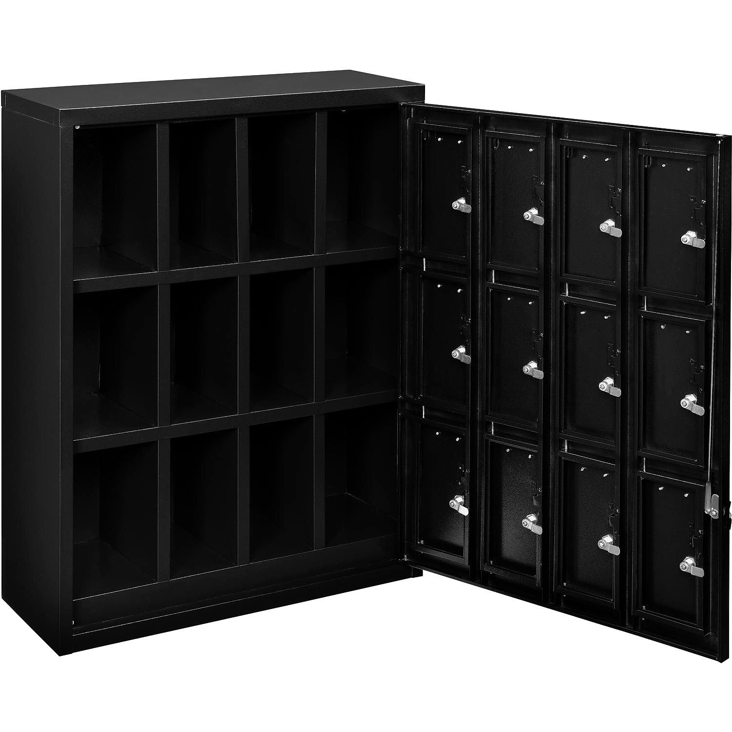 12-Door Tablet & Cell Phone Storage Locker with Keyed Lock & Master Door - Secure Charging Station for Schools, Offices & Gyms - Industrial Grade Mobile Device Storage Solution
