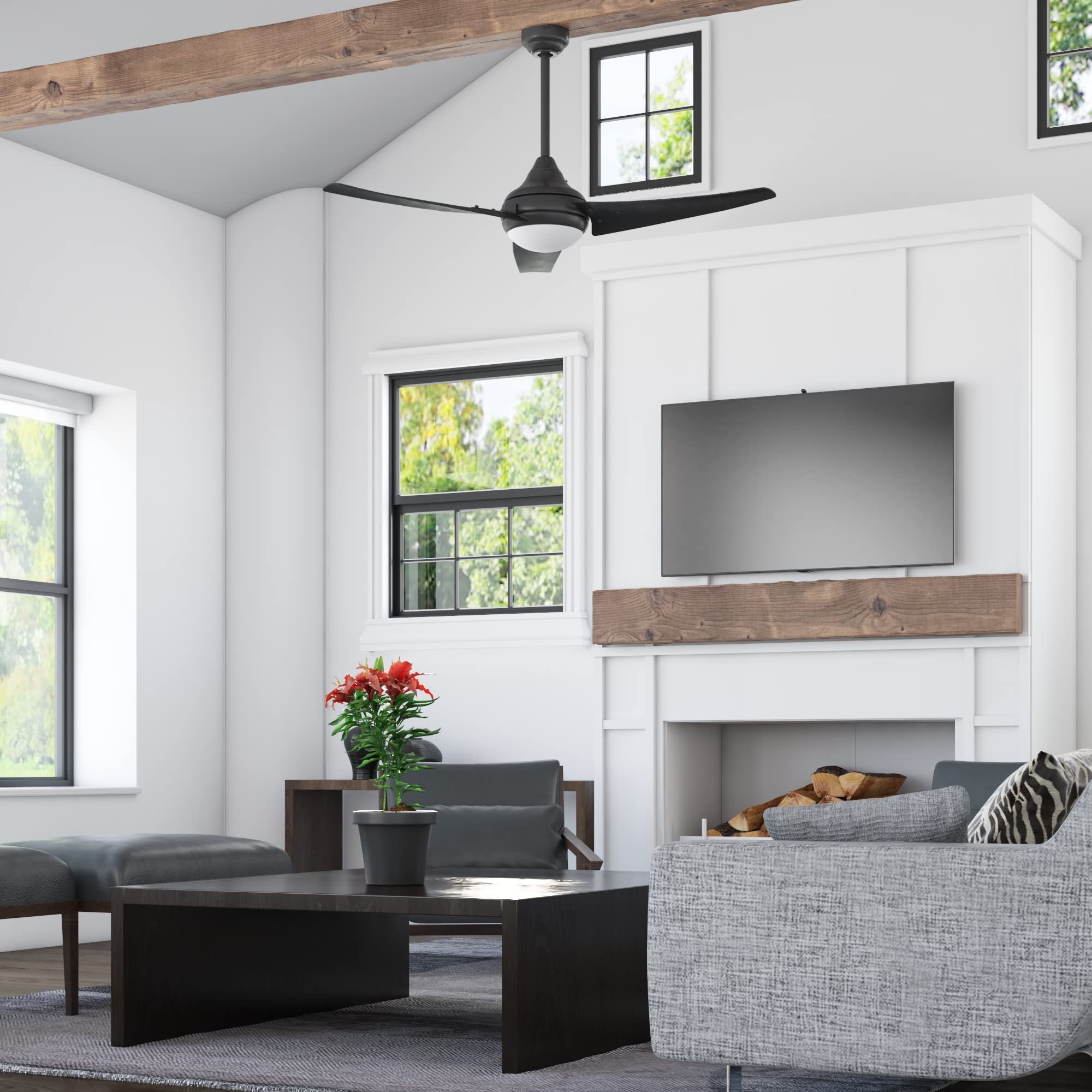 Honeywell Neyo 52 Inch Modern LED Ceiling Fan with Light & Remote Control - High Performance Reversible Motor, 3 Wood Blades for Bedroom, Living Room, Kitchen (Espresso) - Model 51800-01
