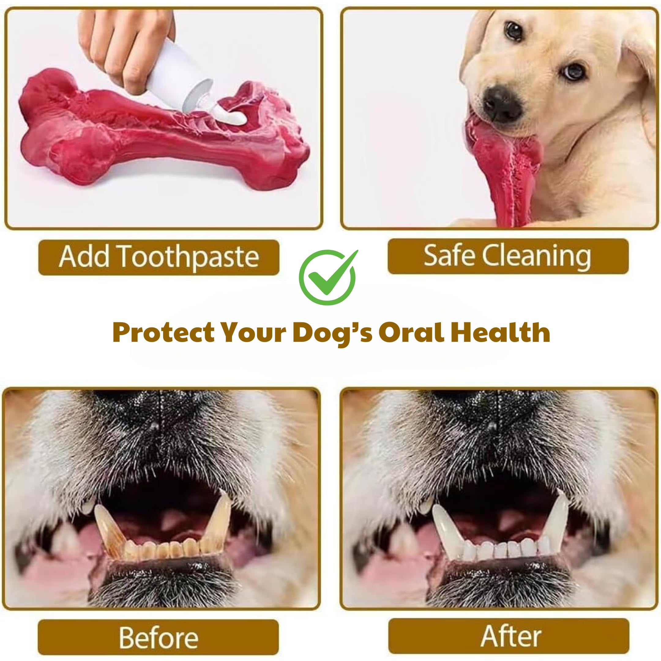 TECHPET Indestructible Dog Toy for Aggressive Chewers - Durable Rubber Chew Bone for Medium & Large Dogs - Perfect for Teething, Boredom Relief & Long-Lasting Playtime