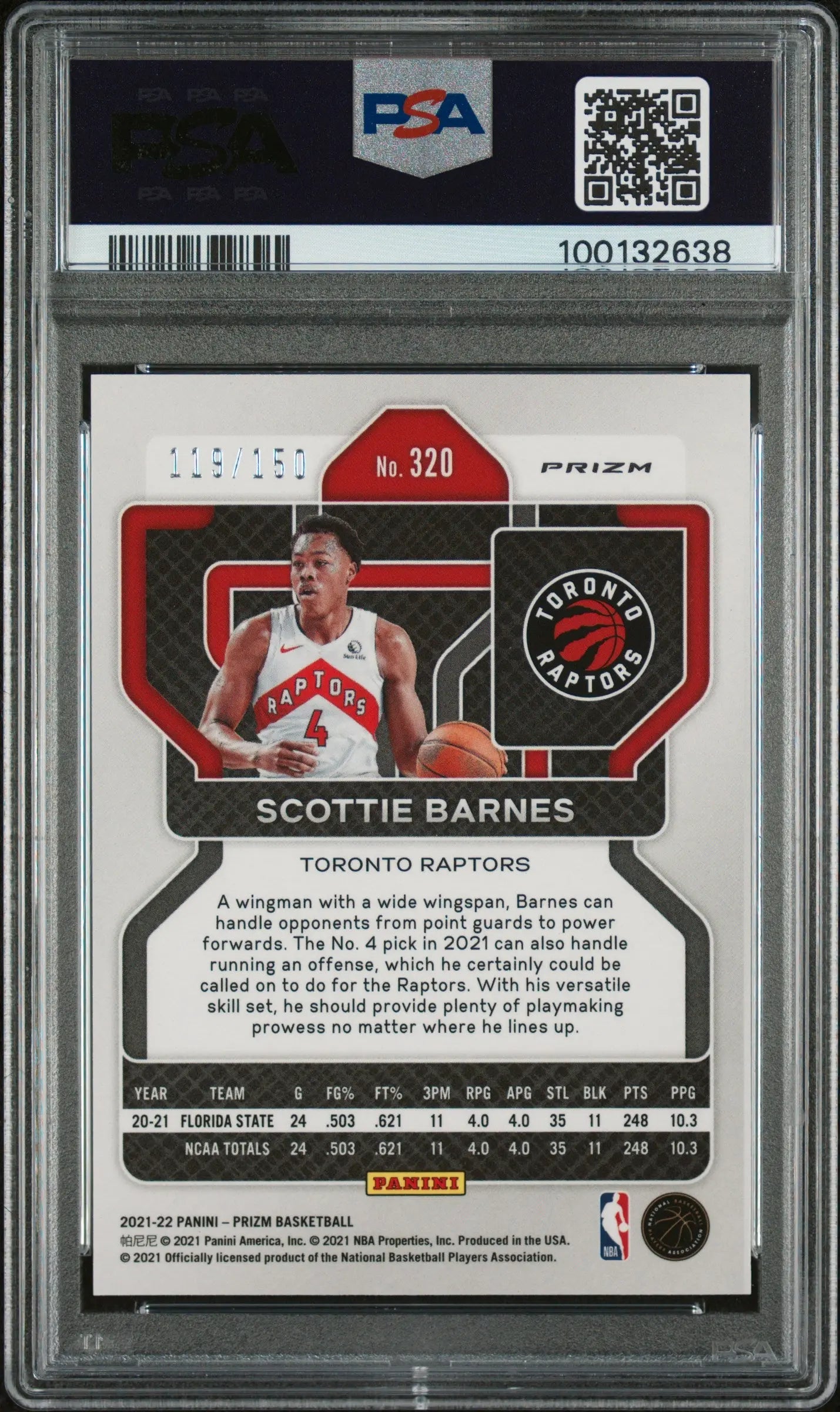 2021 Panini Prizm Basketball Scottie Barnes Rookie Card Blue Fast Break PSA 9 Gem Mint /150 - NBA Collectible for Sports Memorabilia Fans & Card Investors