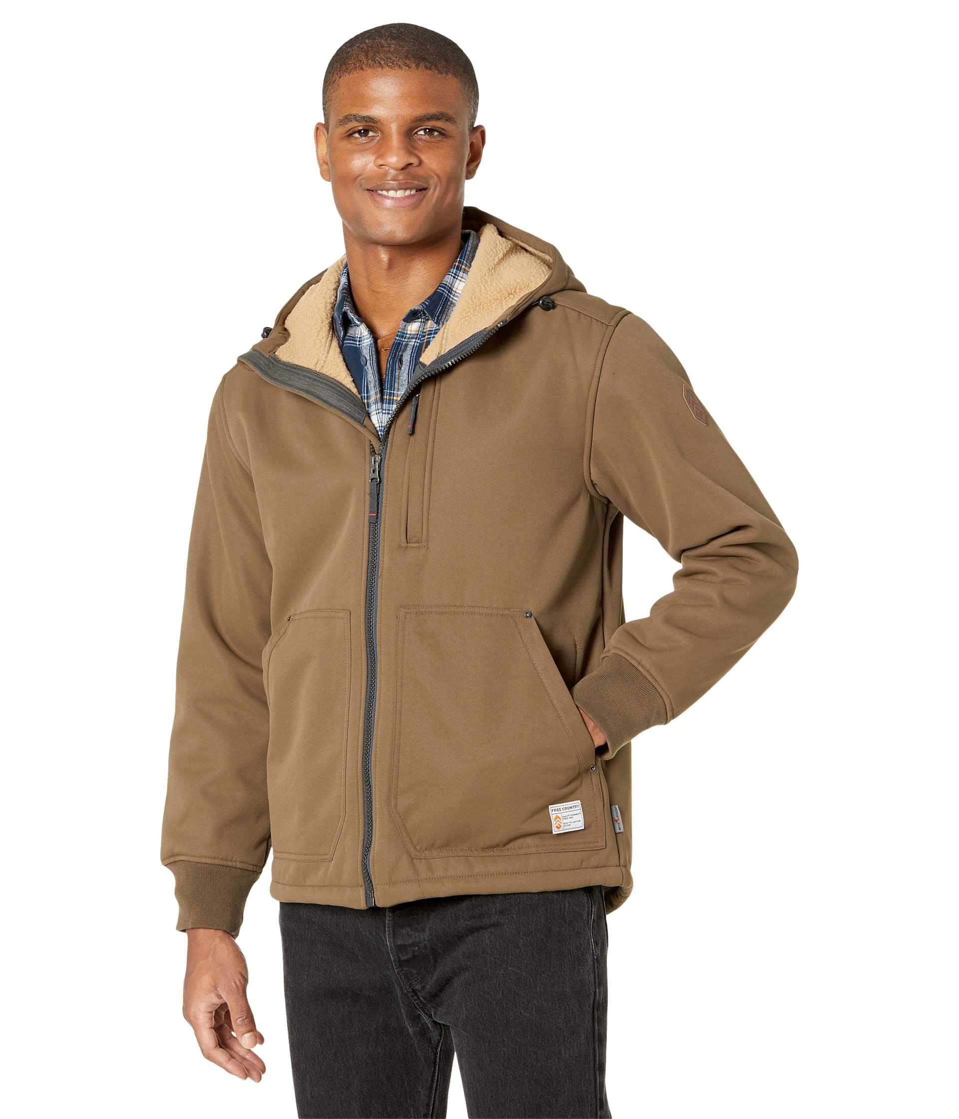 Free Country Burly Canvas Softshell Windriver Hoodie - Water-Resistant Outdoor Jacket for Men | Hiking, Camping & Casual Wear