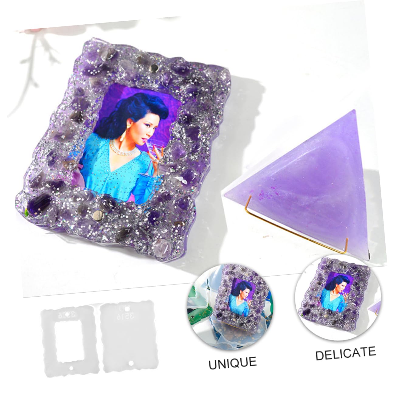 EXCEART 1-Piece Silicone Photo Frame Mold for Resin Epoxy DIY - Crystal Jewelry Making, Triangle Casting White Frame - Perfect for Home Decor, Wedding Favors, and Handmade Gift Projects