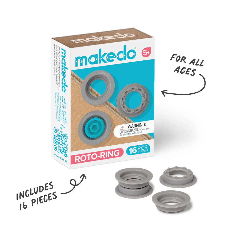 Makedo ROTO RING - Reusable Plastic Connectors for DIY Cardboard Projects | Perfect for STEM Education, Kids Crafts & Creative Building at Home or School