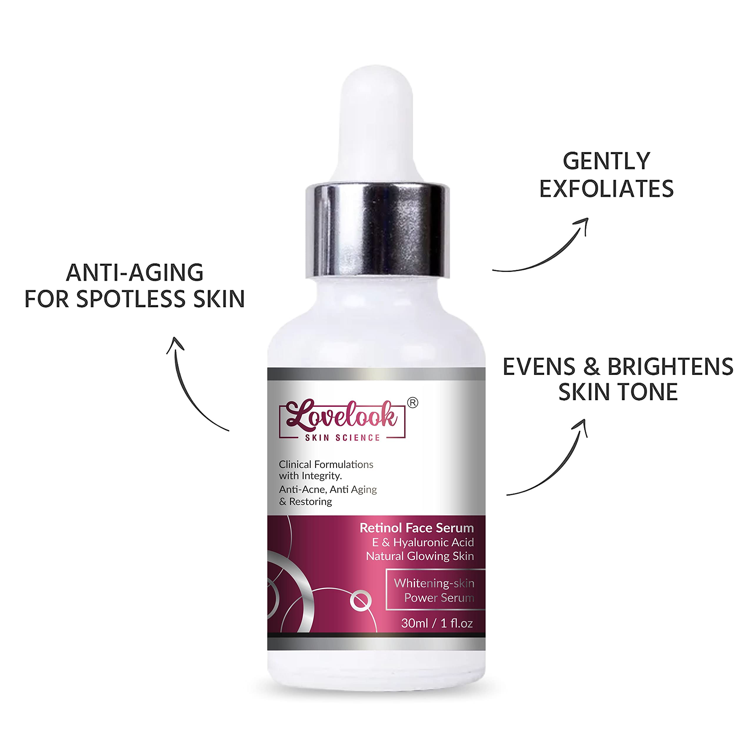 Lovelook Retinol Serum for Face - Anti-Aging Night Serum with Retinol & CoQ10 to Reduce Wrinkles & Fine Lines - 30ml for Women & Men - Perfect for Nighttime Skincare Routine & Mature Skin Care