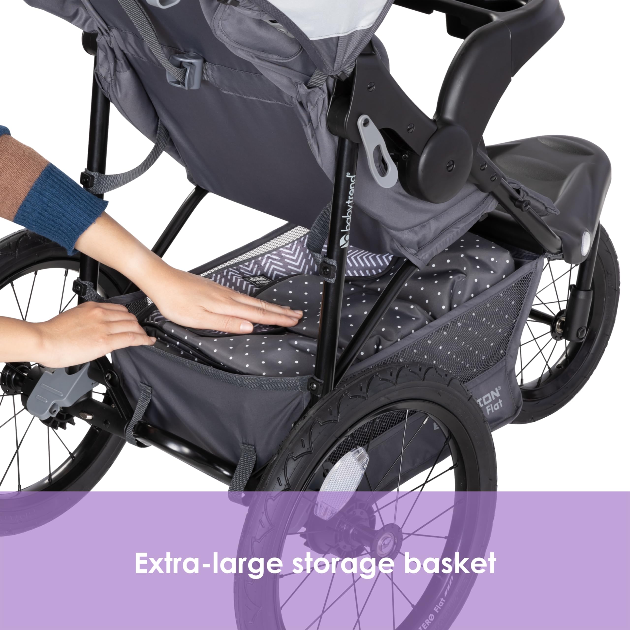 Baby Trend Expedition® Zero Flat Jogger Stroller with LED Lights - Dash Grey | Lightweight Travel Stroller for Infants & Toddlers | Perfect for Jogging, Shopping & Outdoor Adventures