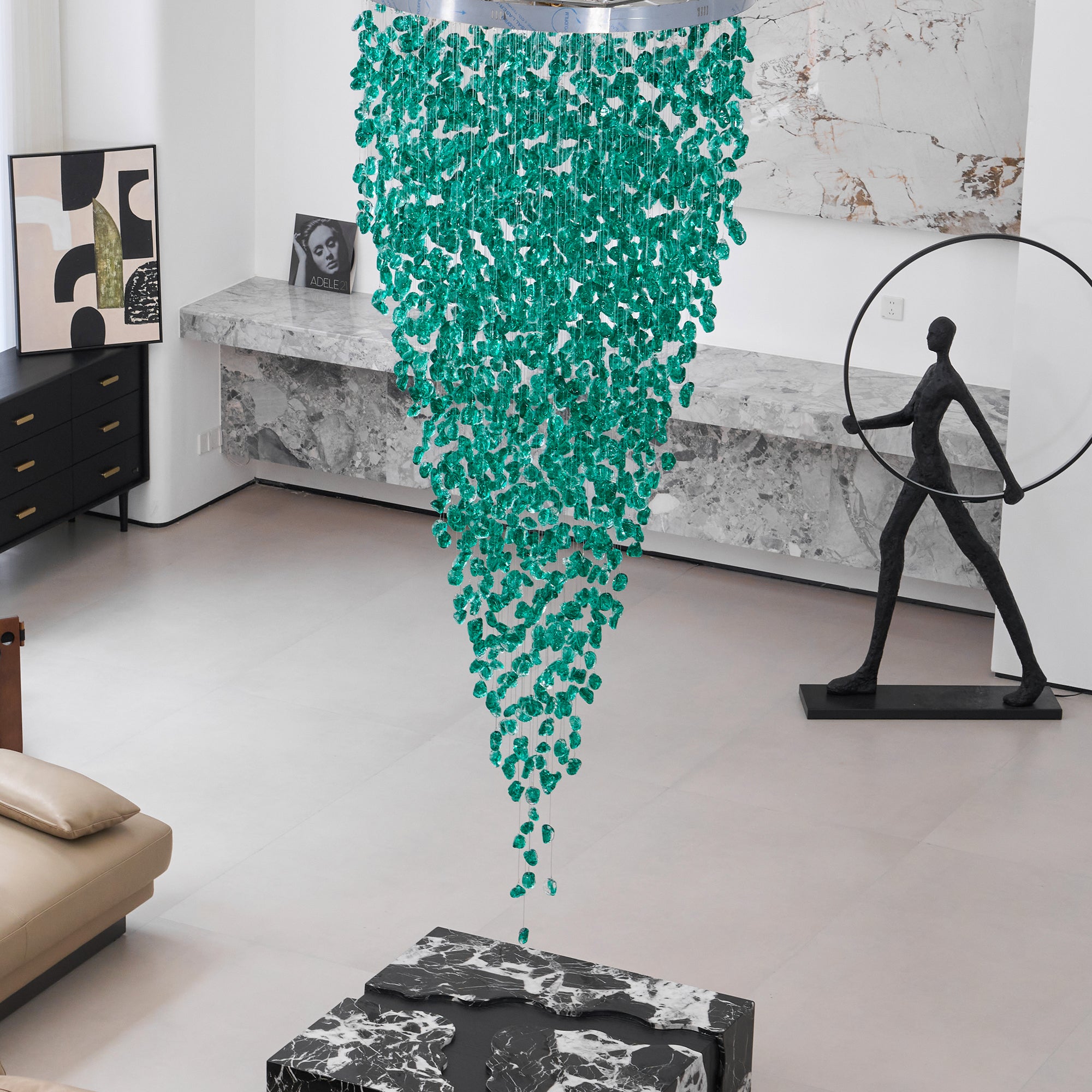 Elegant Crystal Stone Chandelier - Modern Luxury Ceiling Light Fixture for Dining Room, Living Room & Bedroom Decor