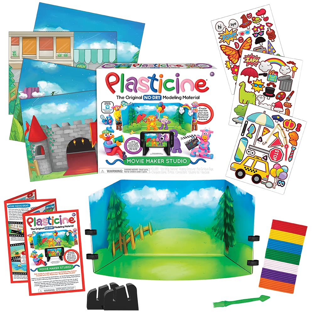 Plasticine Movie Maker Studio — Non-Drying Modeling Clay for Kids — Creative Art Kit for Stop Motion Animation — Ages 5+ — Perfect for School Projects & DIY Filmmaking